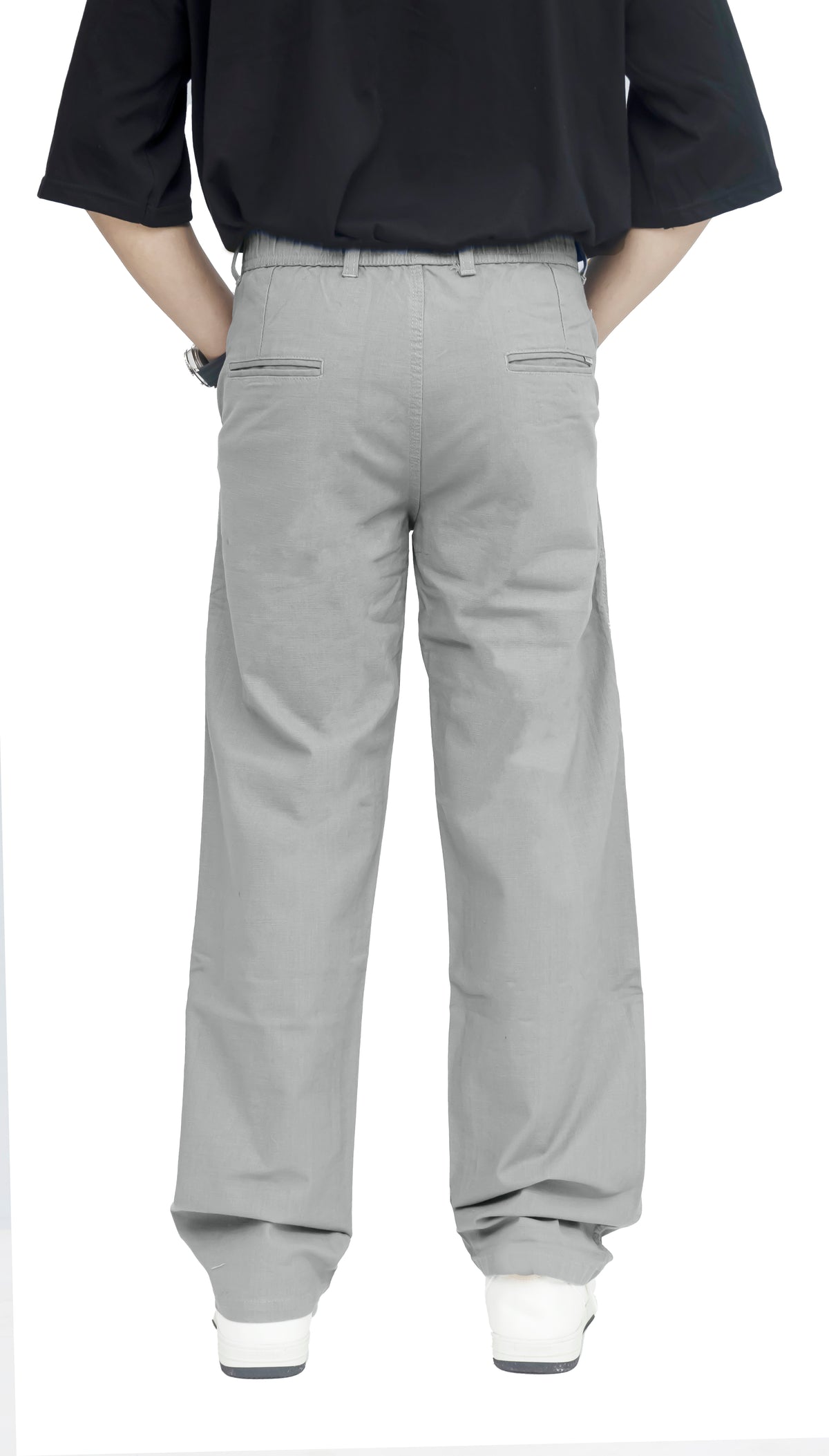 Men's Linen Blend Baggy Fit Trouser – Ice Grey