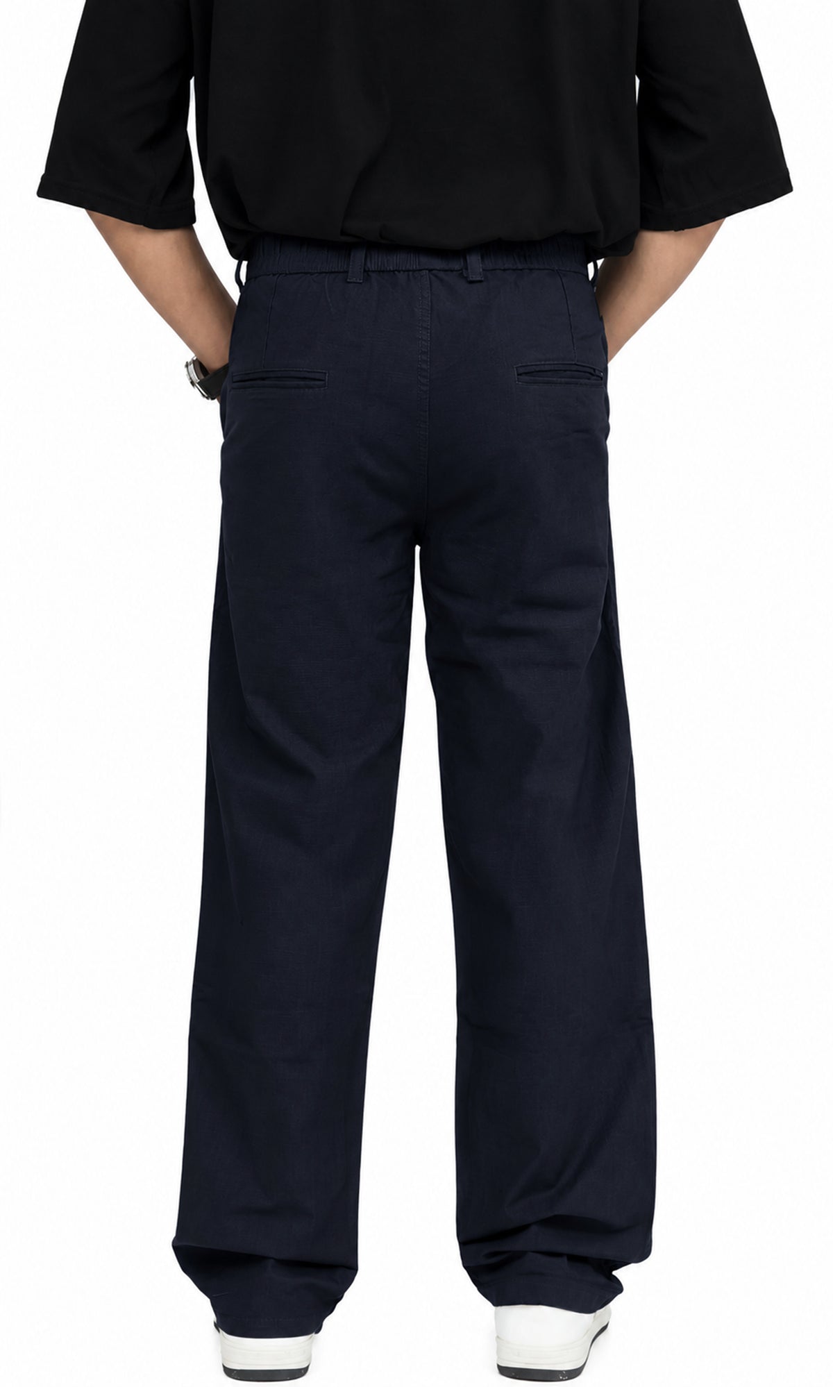 Men's Linen Blend Baggy Fit Trouser – Navy Blue