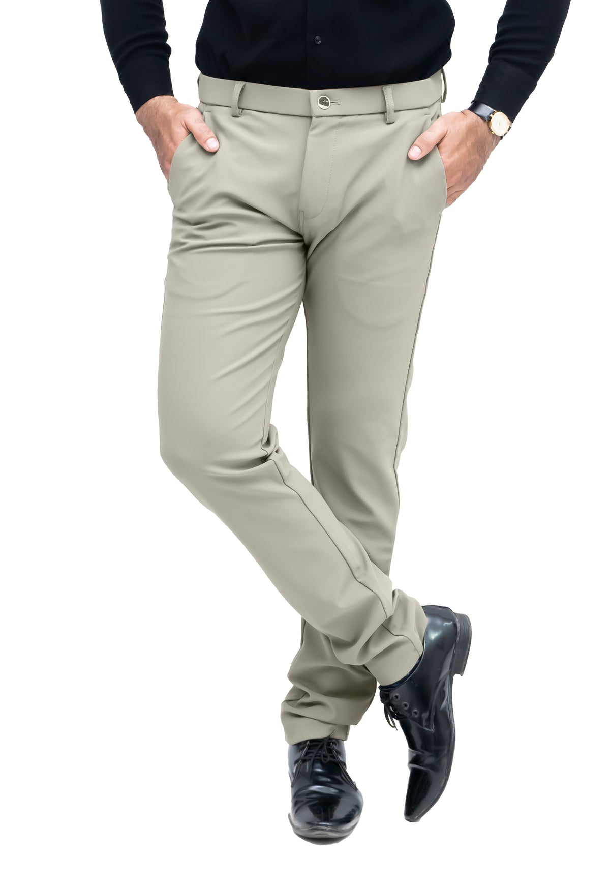 Men's Slim Fit Formal Trouser (Stone Beige)