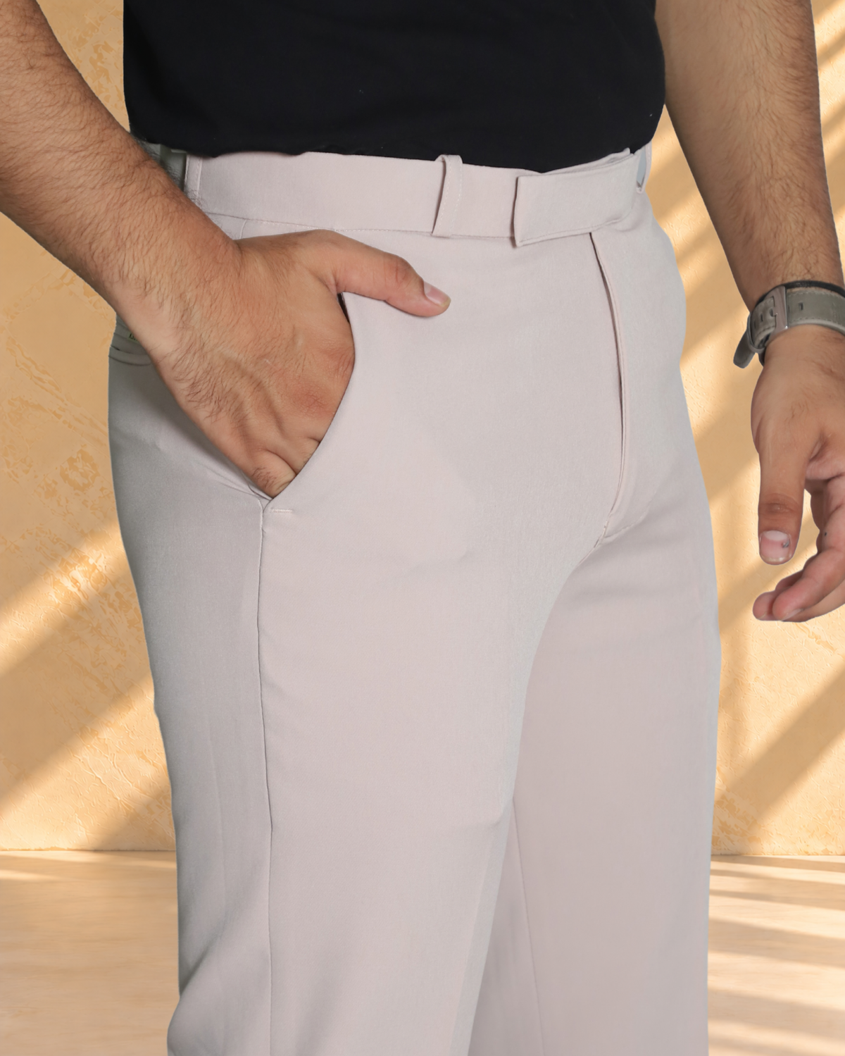 Zlatan LuxeSoft Pants – Cream | Stretchable & Wrinkle Resistant