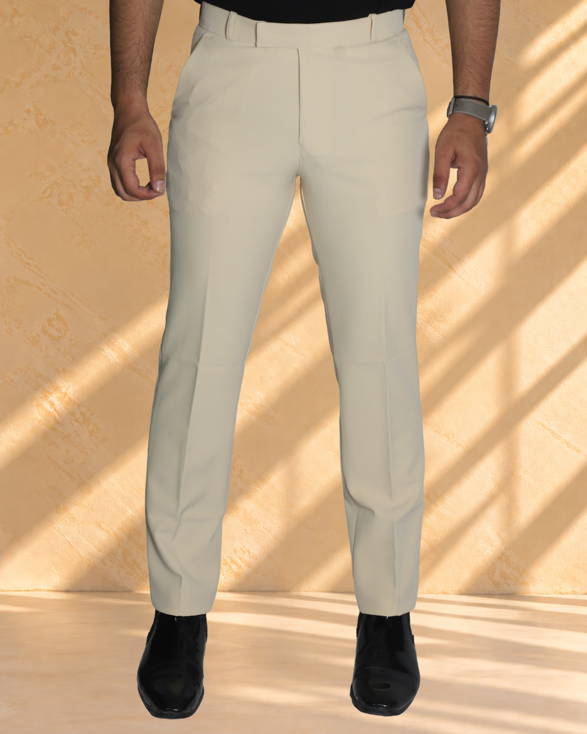Zlatan LuxeSoft Pants – Ivory Cream | 4-Way Stretch & Wrinkle Resistant