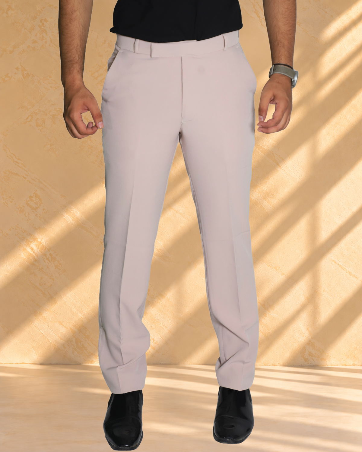 Zlatan LuxeSoft Pants – Cream | Stretchable & Wrinkle Resistant