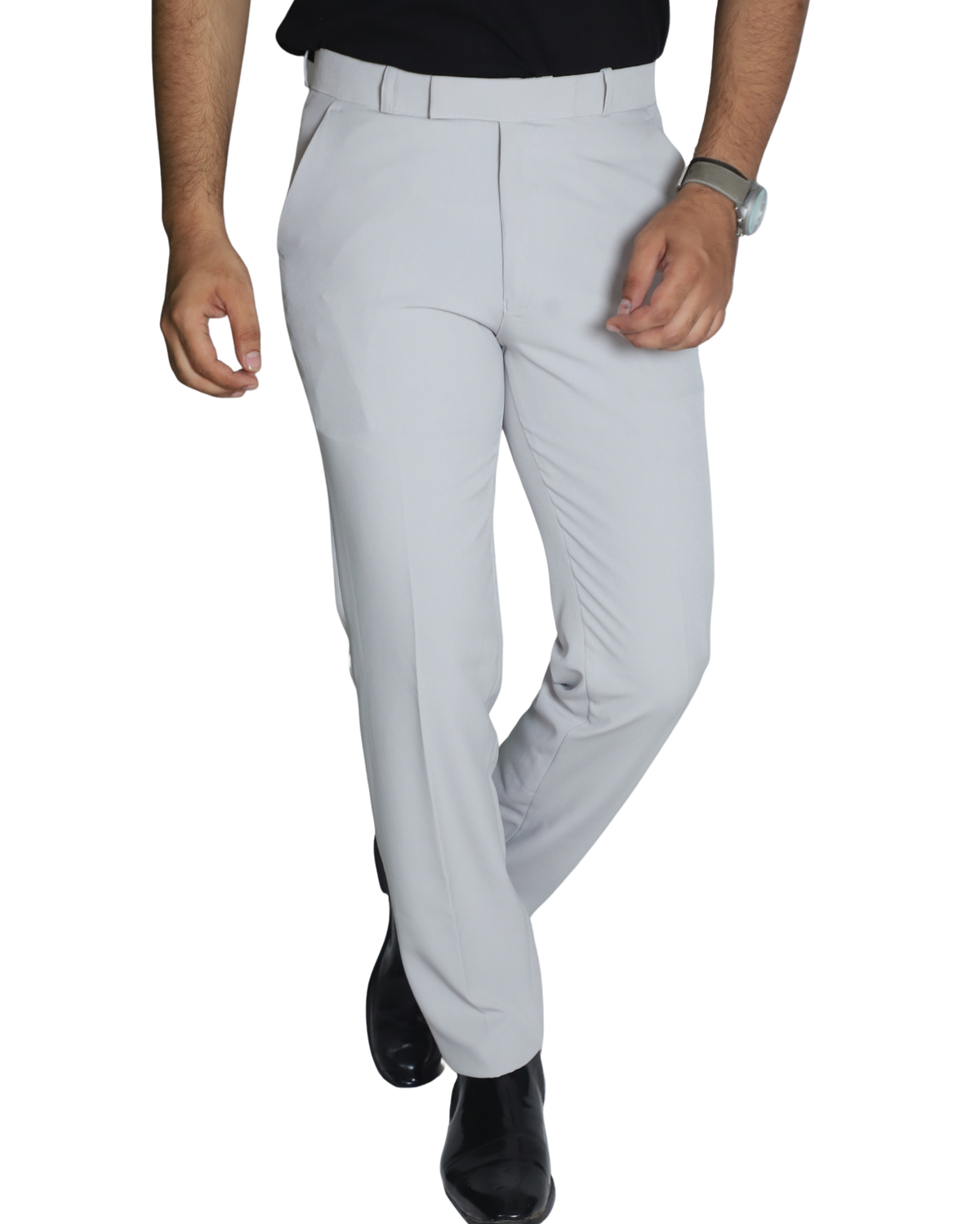 Zlatan LuxeSoft Pants – White | 4-Way Stretch & Wrinkle-Resistant