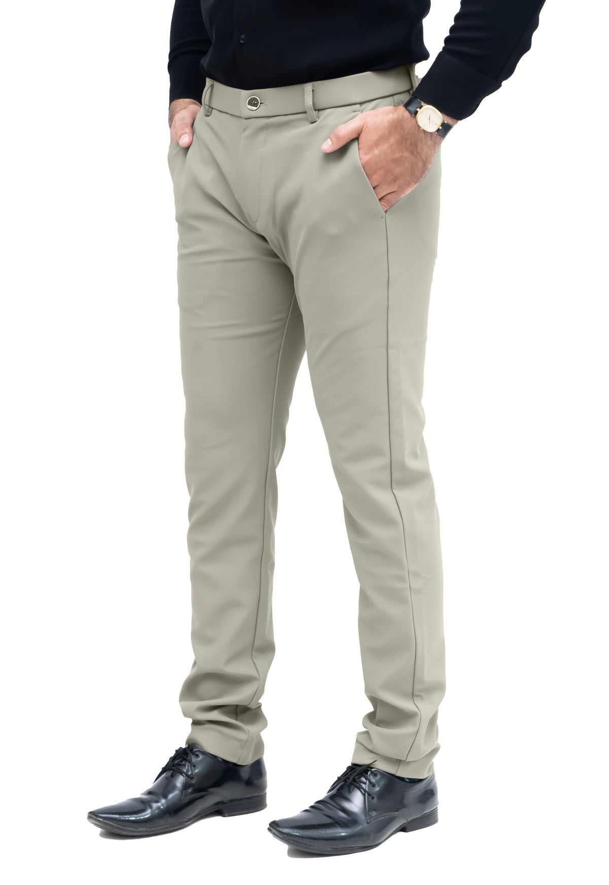 Men's Slim Fit Formal Trouser (Stone Beige)