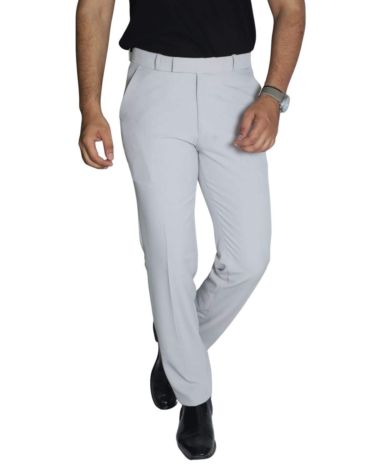 Zlatan LuxeSoft Pants – White | 4-Way Stretch & Wrinkle-Resistant