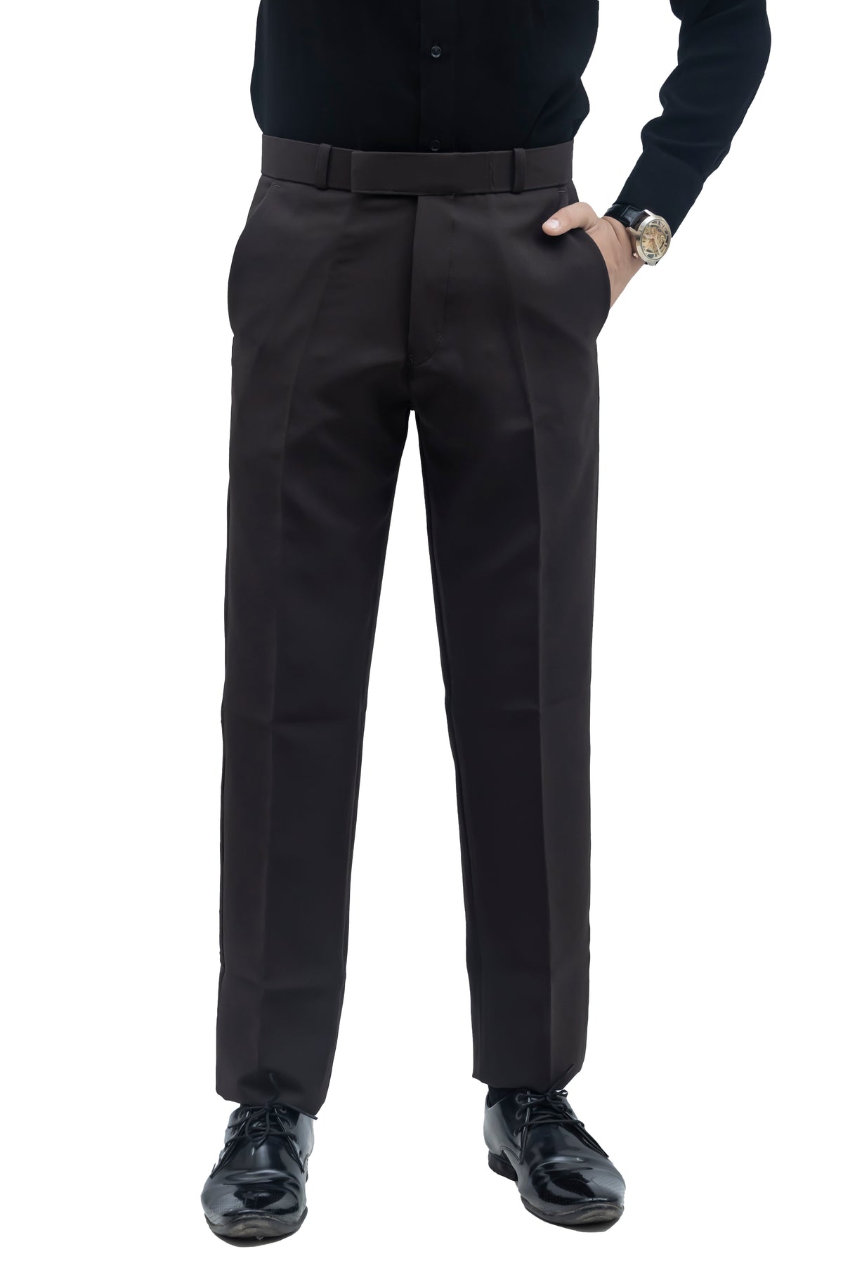 Men's Formal Trouser – Polyester Spandex/Lycra Fabric | Classic Formal Fit Pant (Coffee Brown)