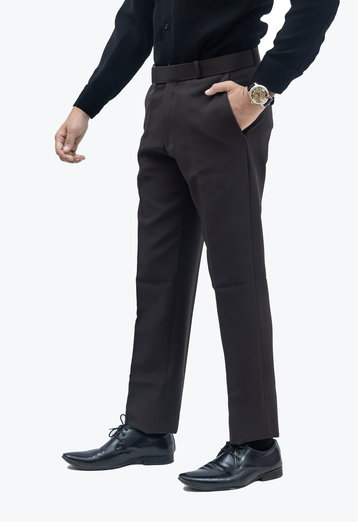 Men's Formal Trouser – Polyester Spandex/Lycra Fabric | Classic Formal Fit Pant (Coffee Brown)