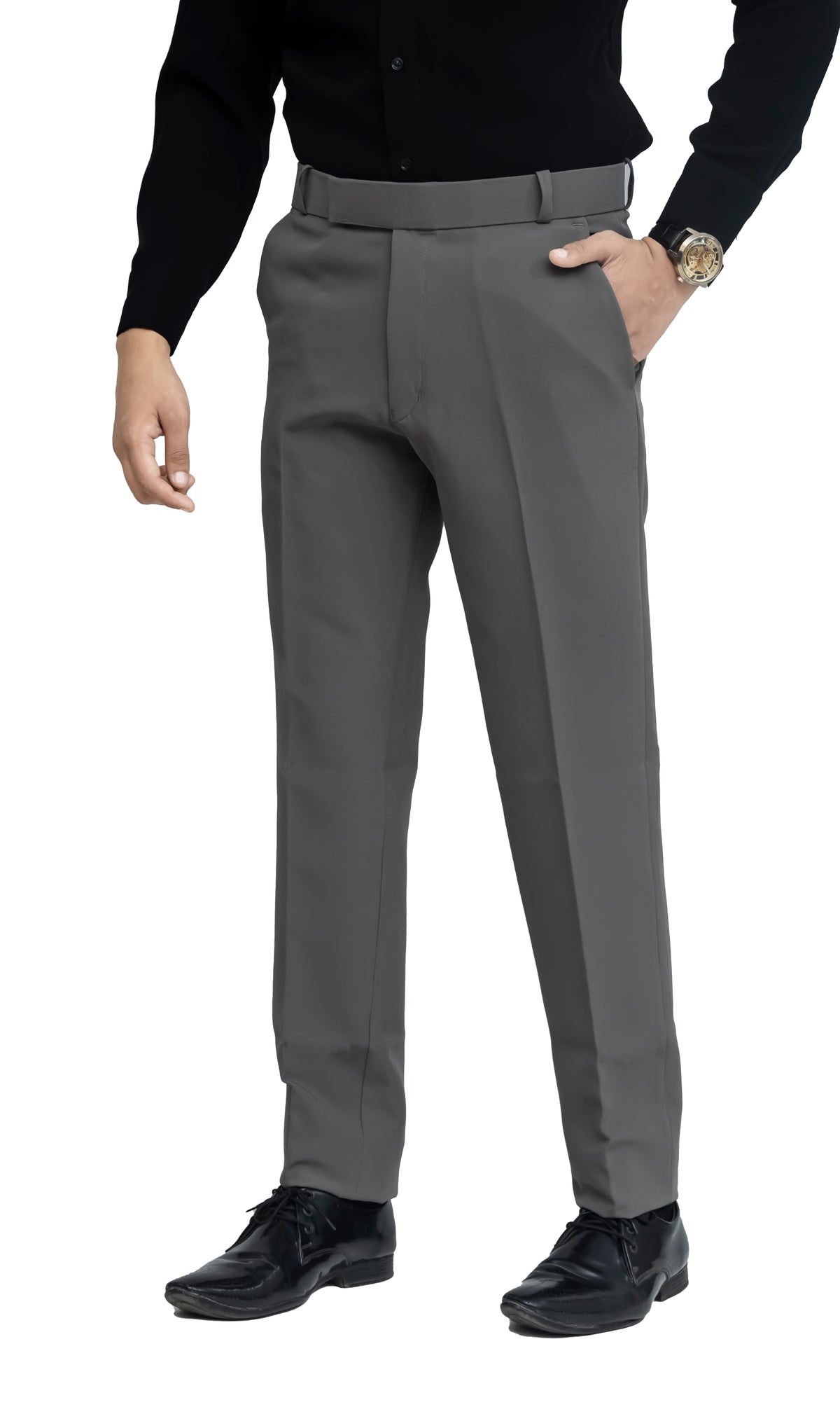 Men's Formal Trouser – Polyester Spandex/Lycra Fabric | Classic Formal Fit Pant (Charcoal Grey)