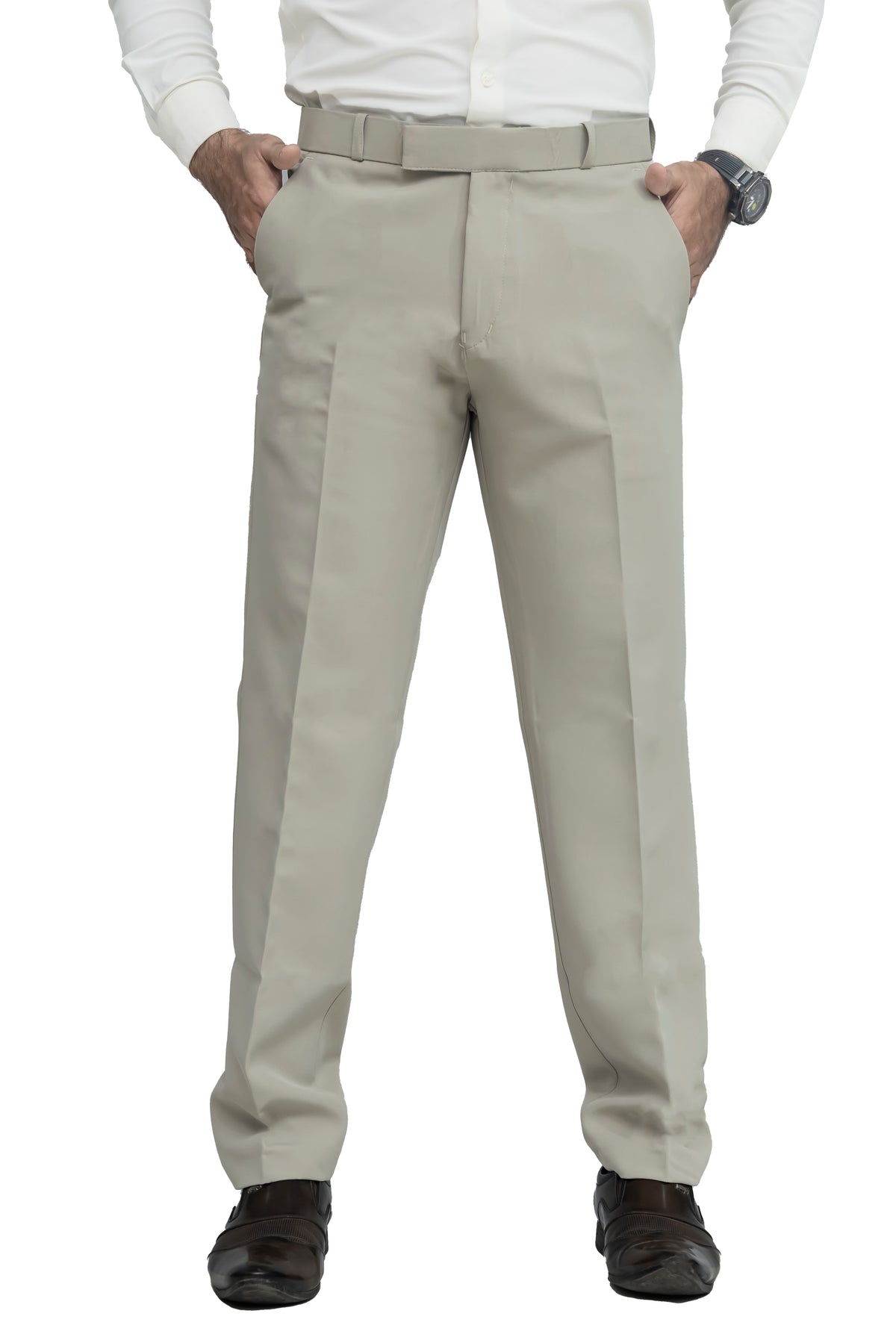 Men's Formal Trouser – Polyester Spandex/Lycra Fabric | Classic Formal Fit Pant (Ivory Beige)