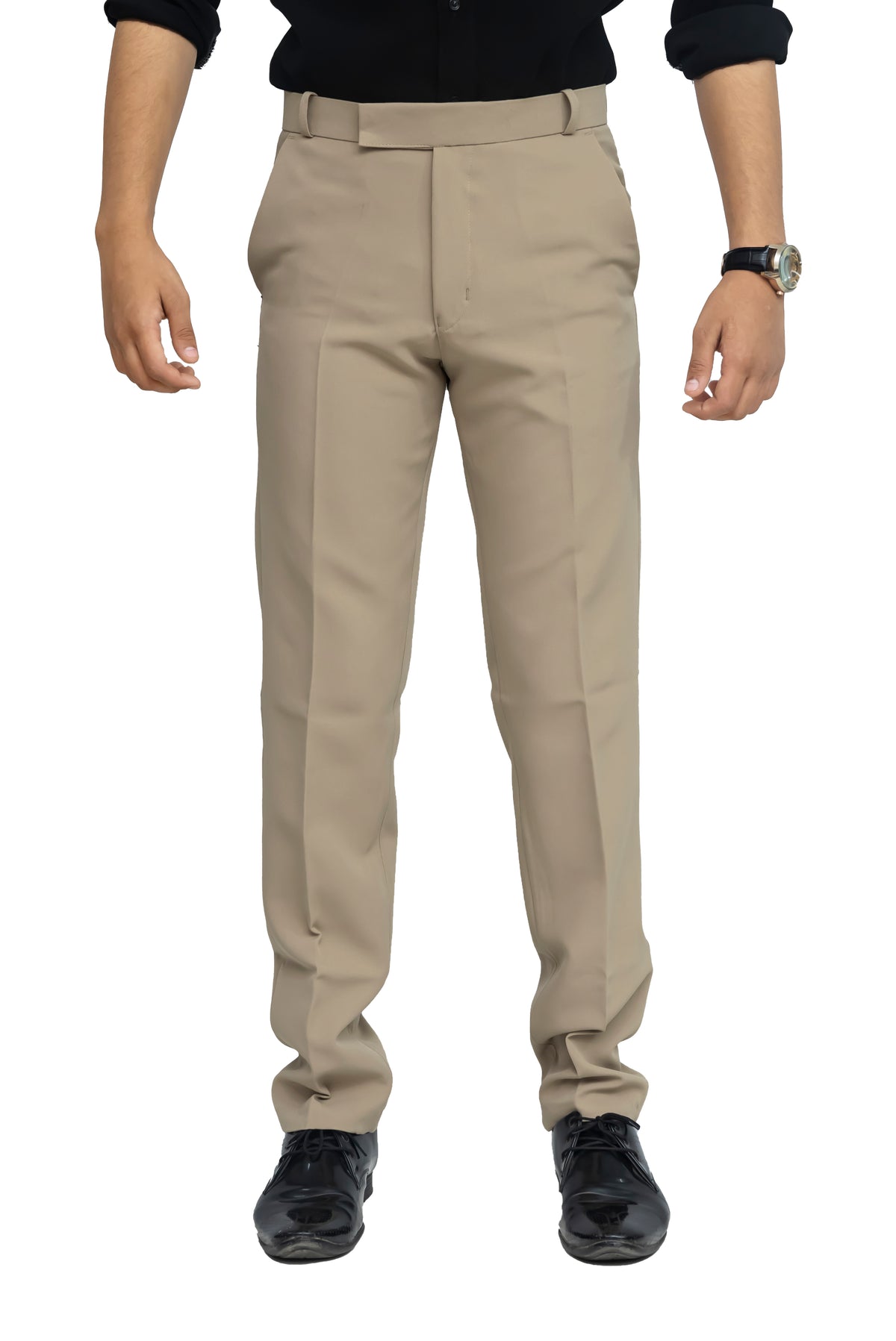Men's Formal Trouser – Polyester Spandex/Lycra Fabric | Classic Formal Fit Pant (Khaki Beige)
