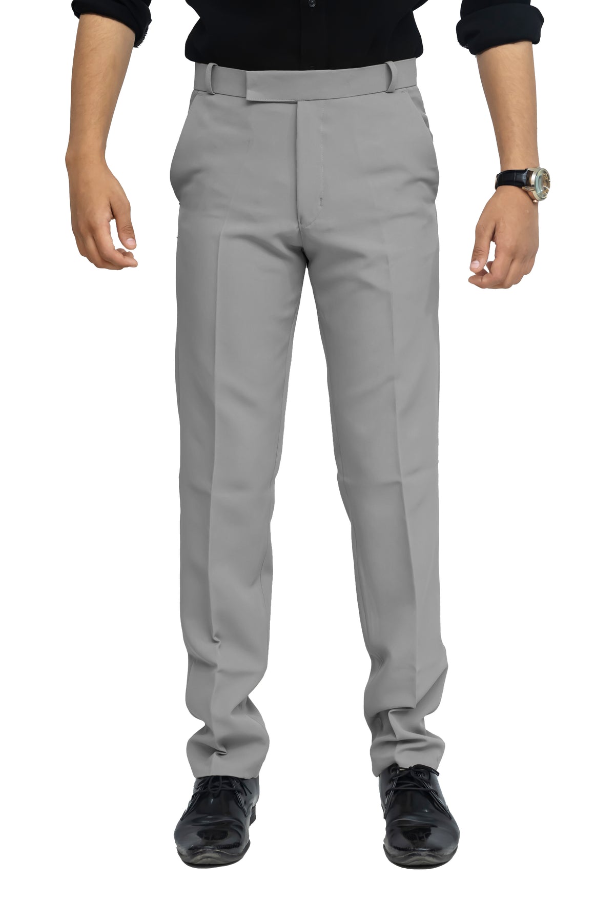 Men's Formal Trouser – Polyester Spandex/Lycra Fabric | Classic Formal Fit Pant (Light Grey)