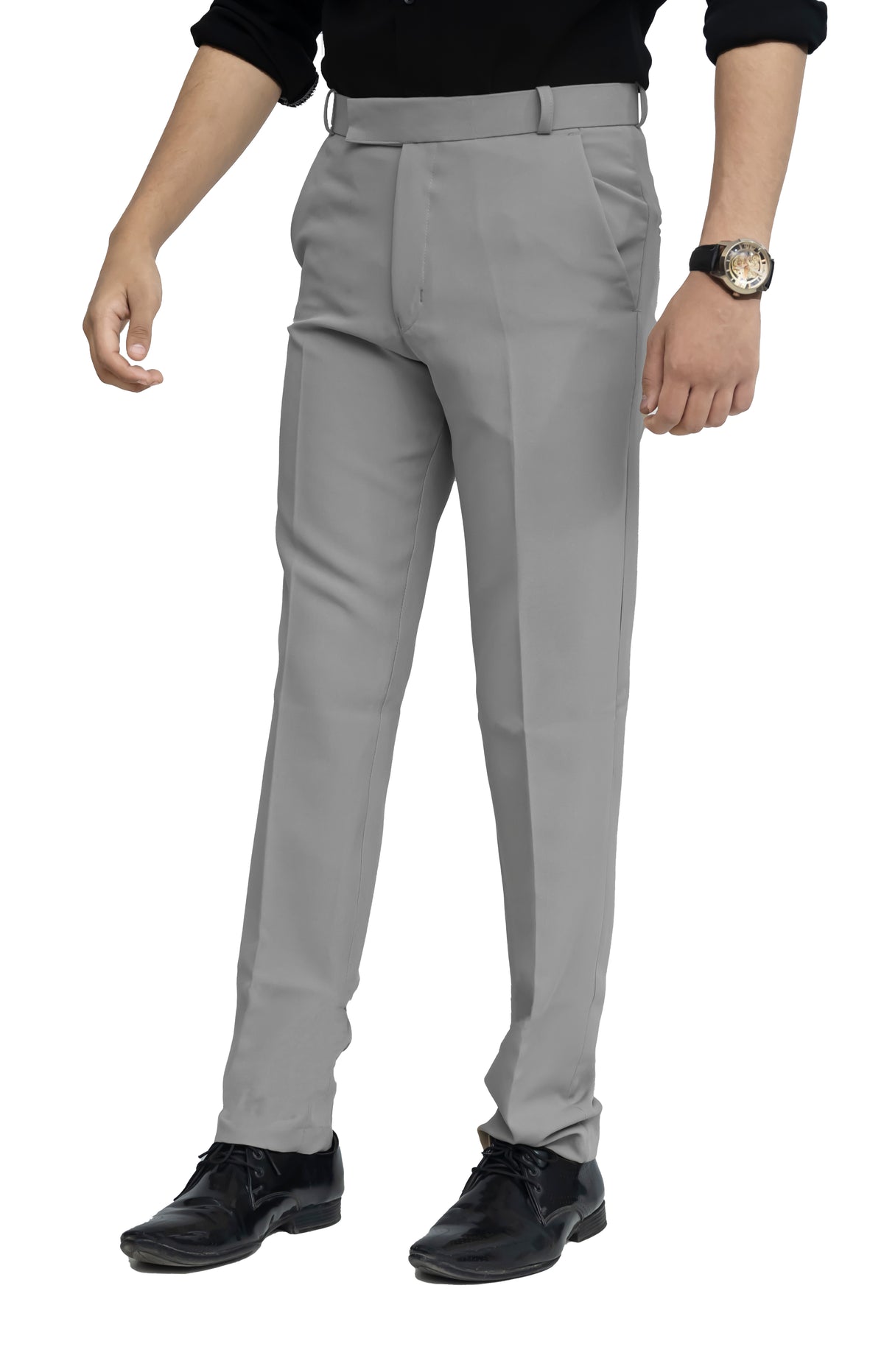 Men's Formal Trouser – Polyester Spandex/Lycra Fabric | Classic Formal Fit Pant (Light Grey)