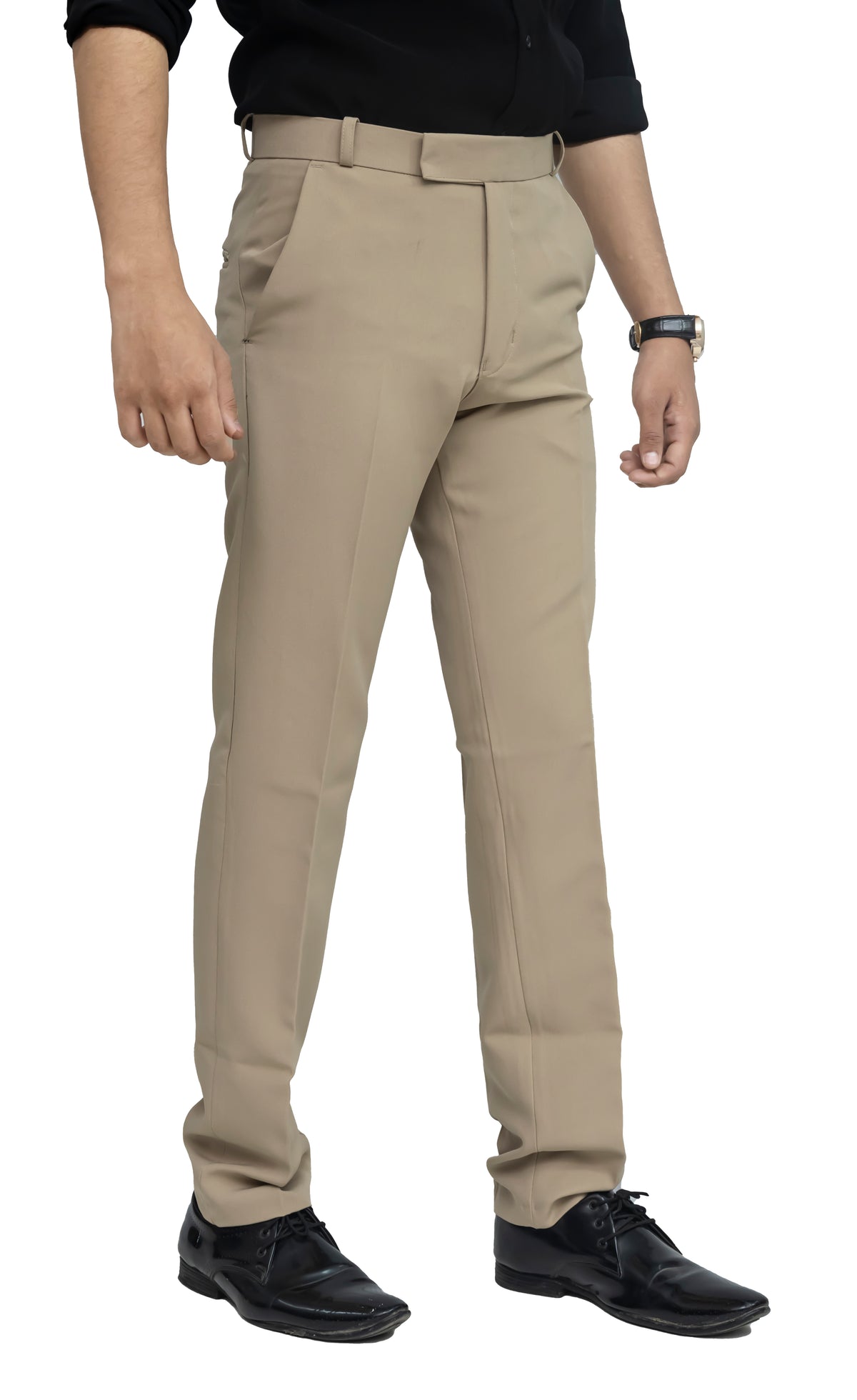 Men's Formal Trouser – Polyester Spandex/Lycra Fabric | Classic Formal Fit Pant (Khaki Beige)