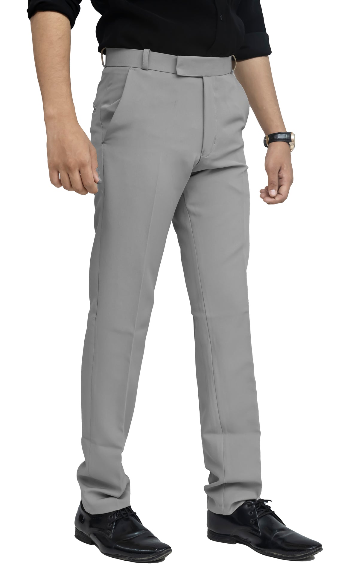 Men's Formal Trouser – Polyester Spandex/Lycra Fabric | Classic Formal Fit Pant (Light Grey)