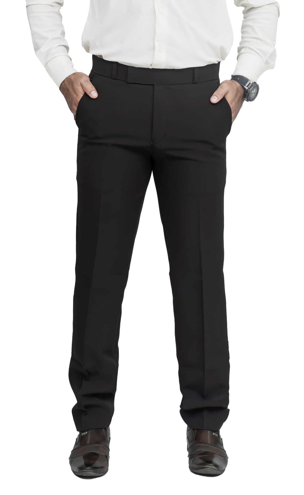 Men's Formal Trouser – Polyester Spandex/Lycra Fabric | Classic Formal Fit Pant (Jet Black)