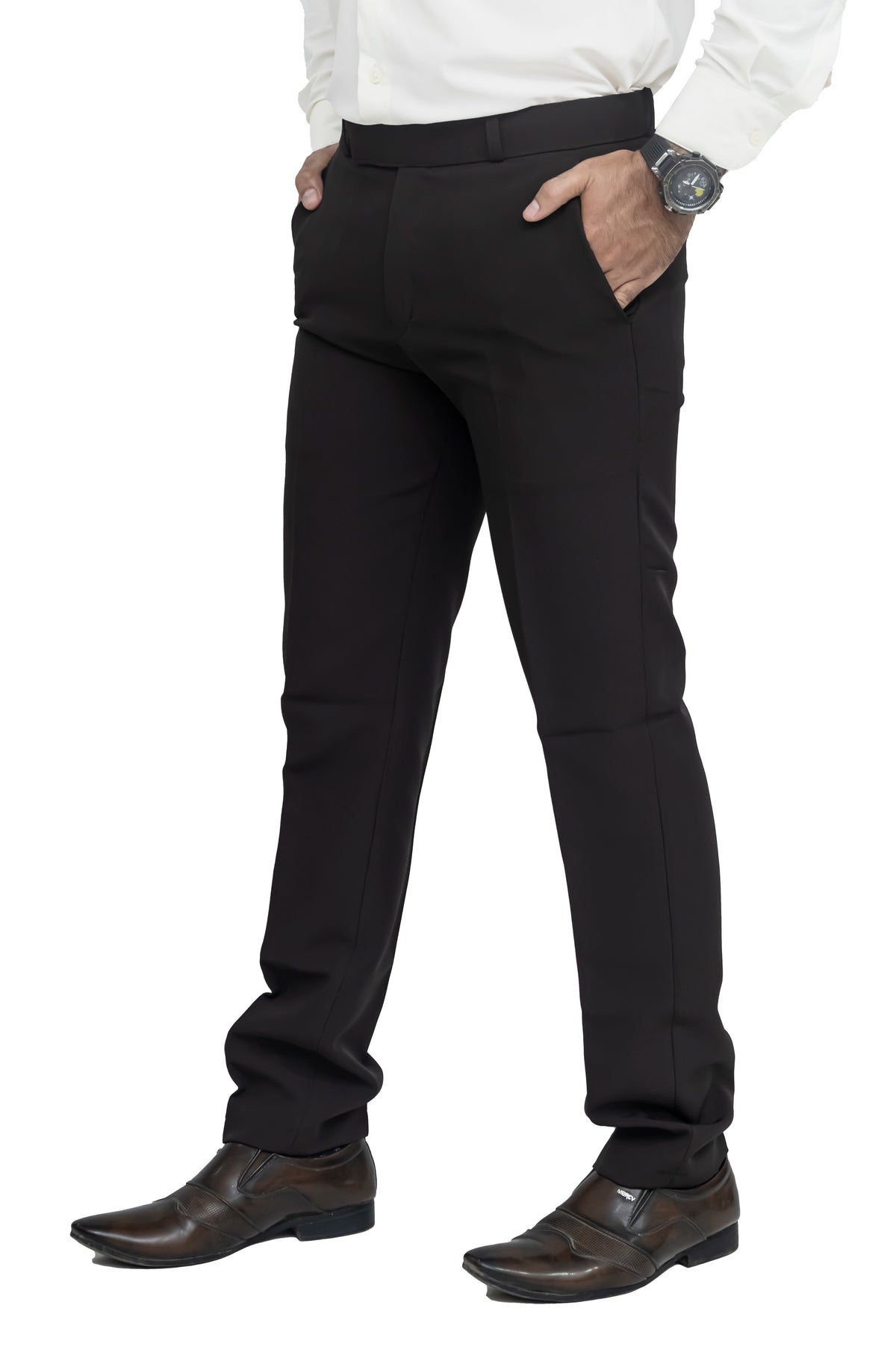 Men's Formal Trouser – Polyester Spandex/Lycra Fabric | Classic Formal Fit Pant (Jet Black)