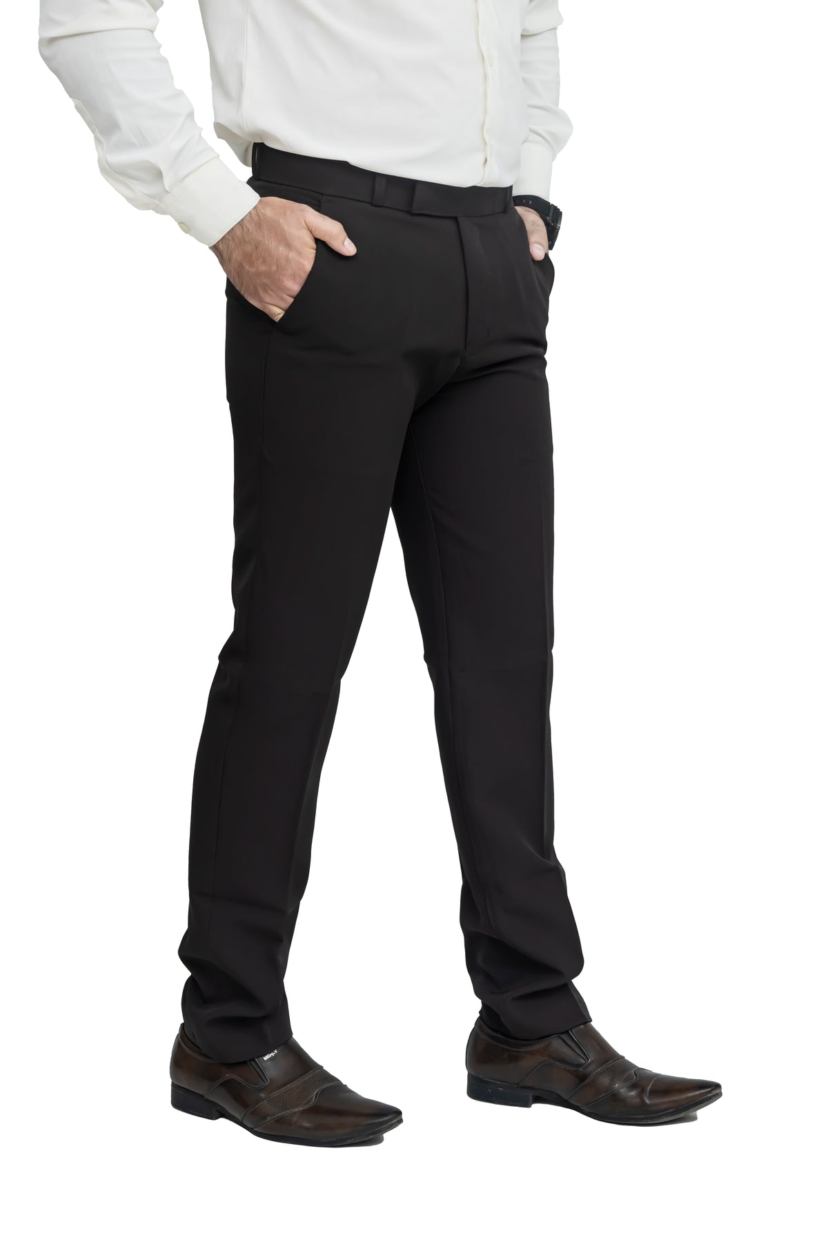 Men's Formal Trouser – Polyester Spandex/Lycra Fabric | Classic Formal Fit Pant (Jet Black)