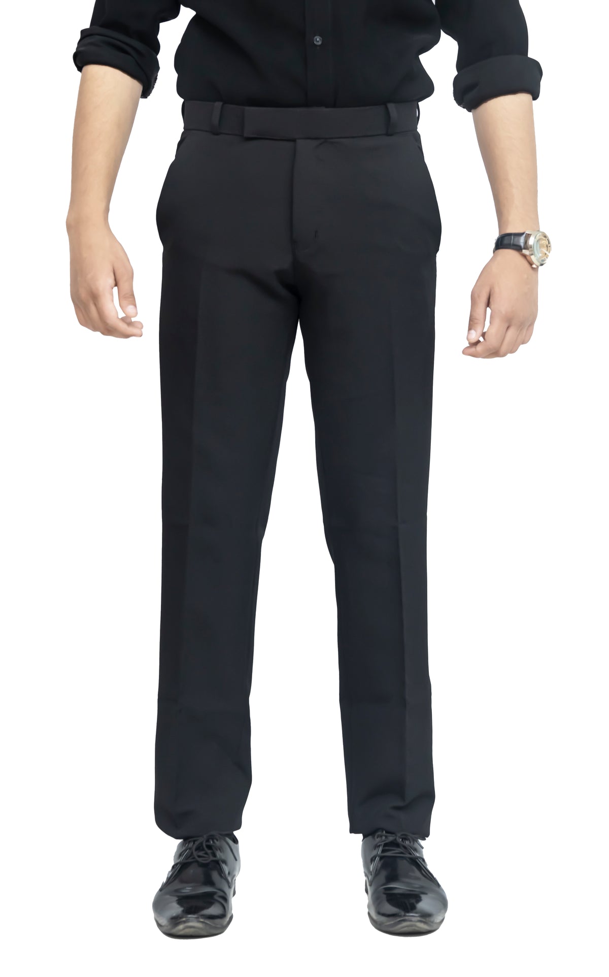 Men's Formal Trouser – Polyester Spandex/Lycra Fabric | Classic Formal Fit Pant (Midnight Black)