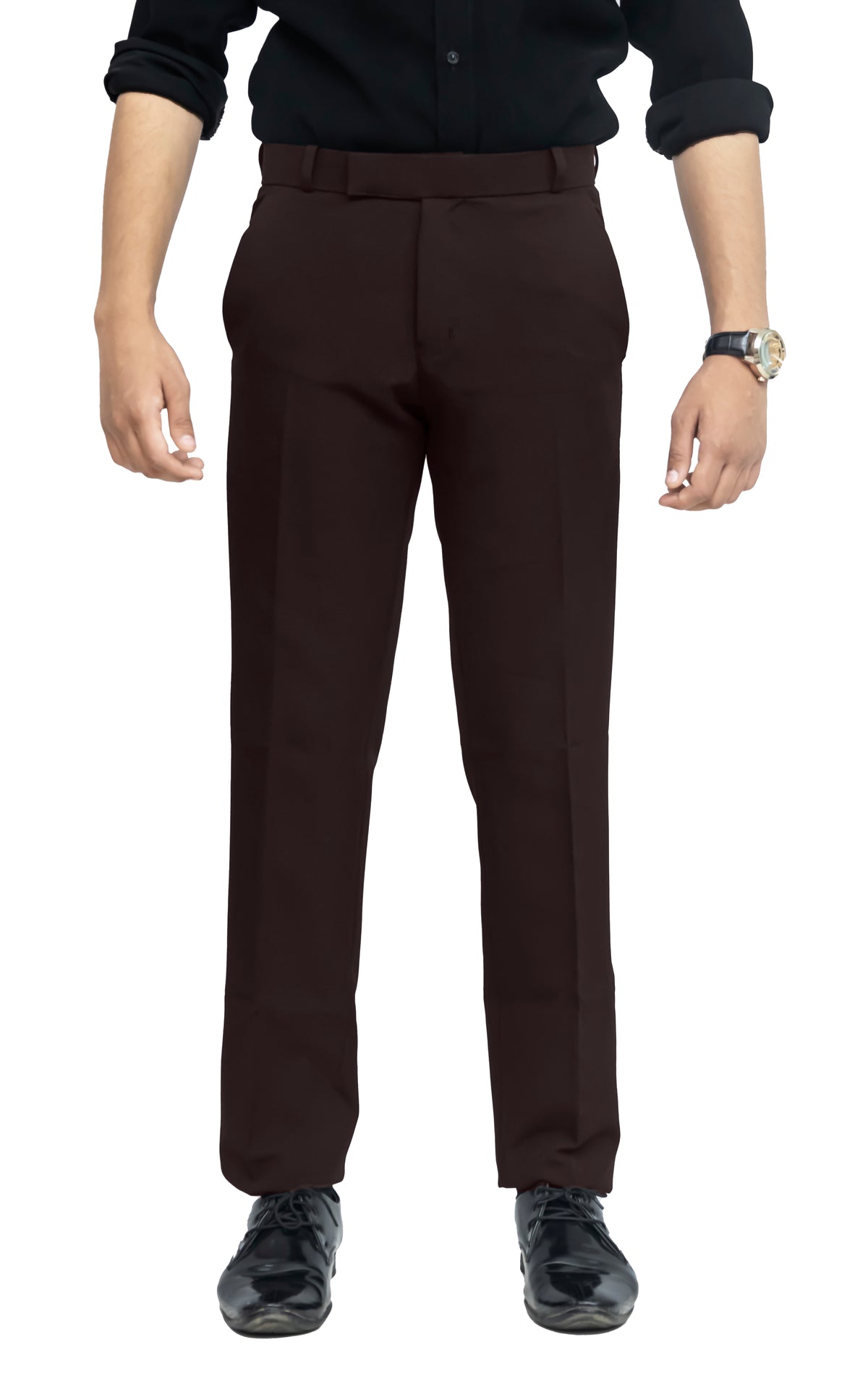 Men's Formal Trouser – Polyester Spandex/Lycra Fabric | Classic Formal Fit Pant (Coffee Brown)