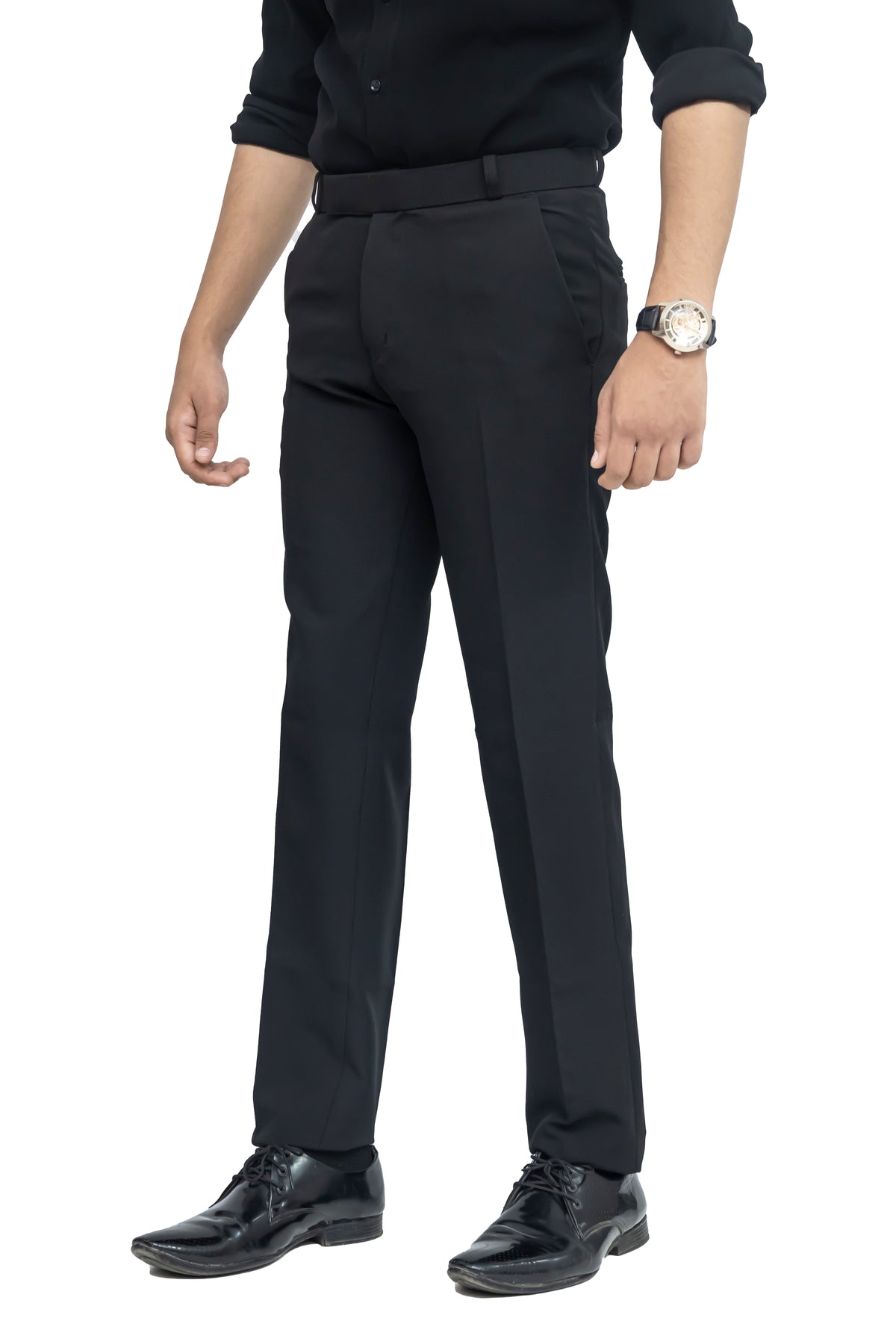 Men's Formal Trouser – Polyester Spandex/Lycra Fabric | Classic Formal Fit Pant (Midnight Black)