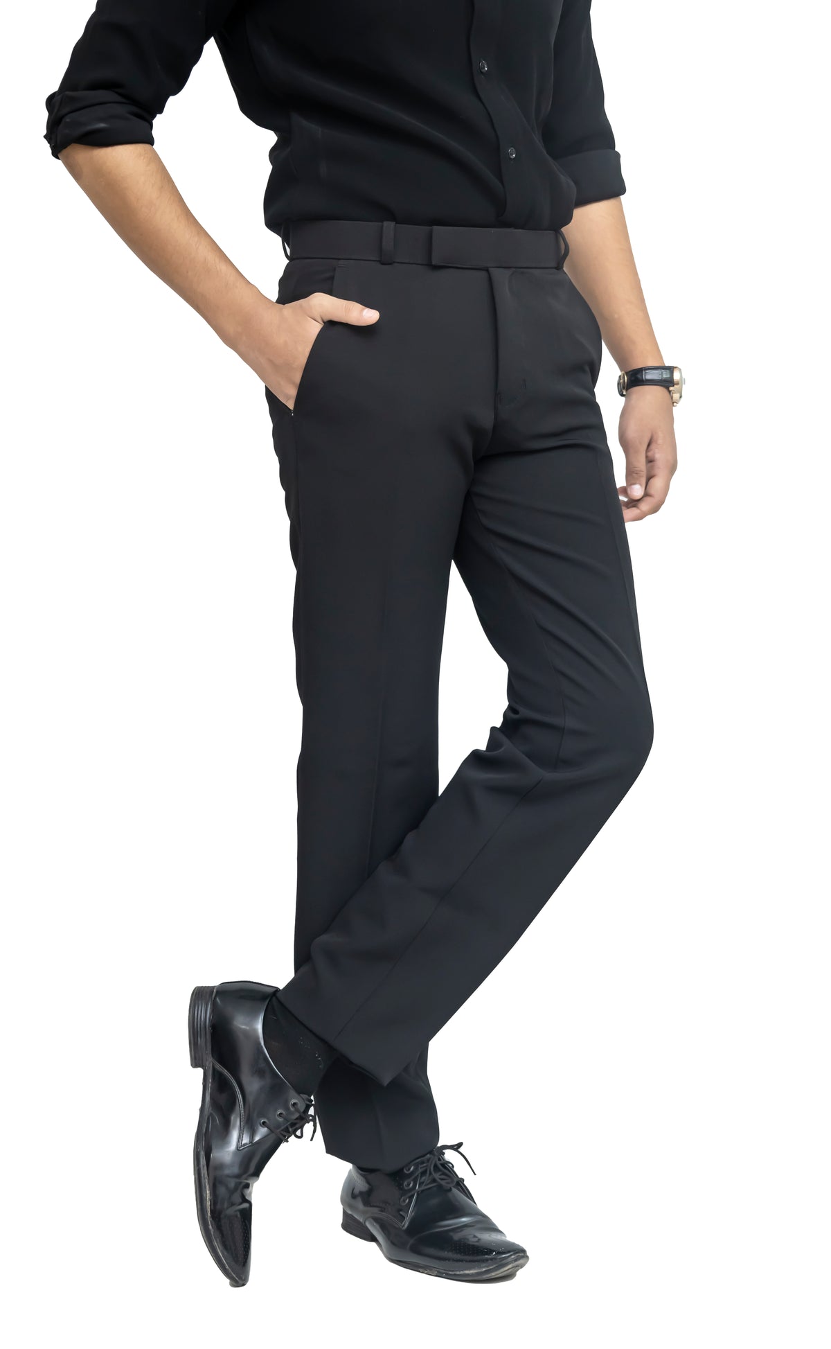 Men's Formal Trouser – Polyester Spandex/Lycra Fabric | Classic Formal Fit Pant (Midnight Black)