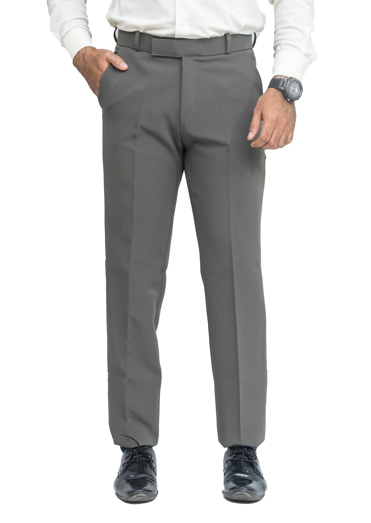 Men's Formal Trouser – Polyester Spandex/Lycra Fabric | Classic Formal Fit Pant (Steel Grey)