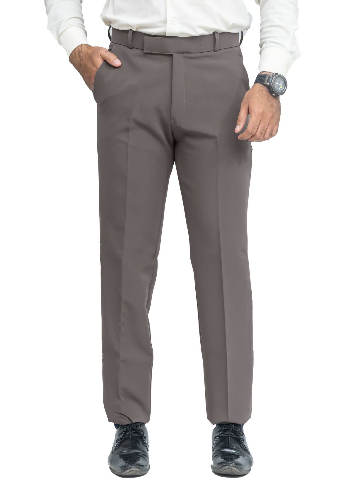 Men's Formal Trouser – Polyester Spandex/Lycra Fabric | Classic Formal Fit Pant (Taupe Brown)