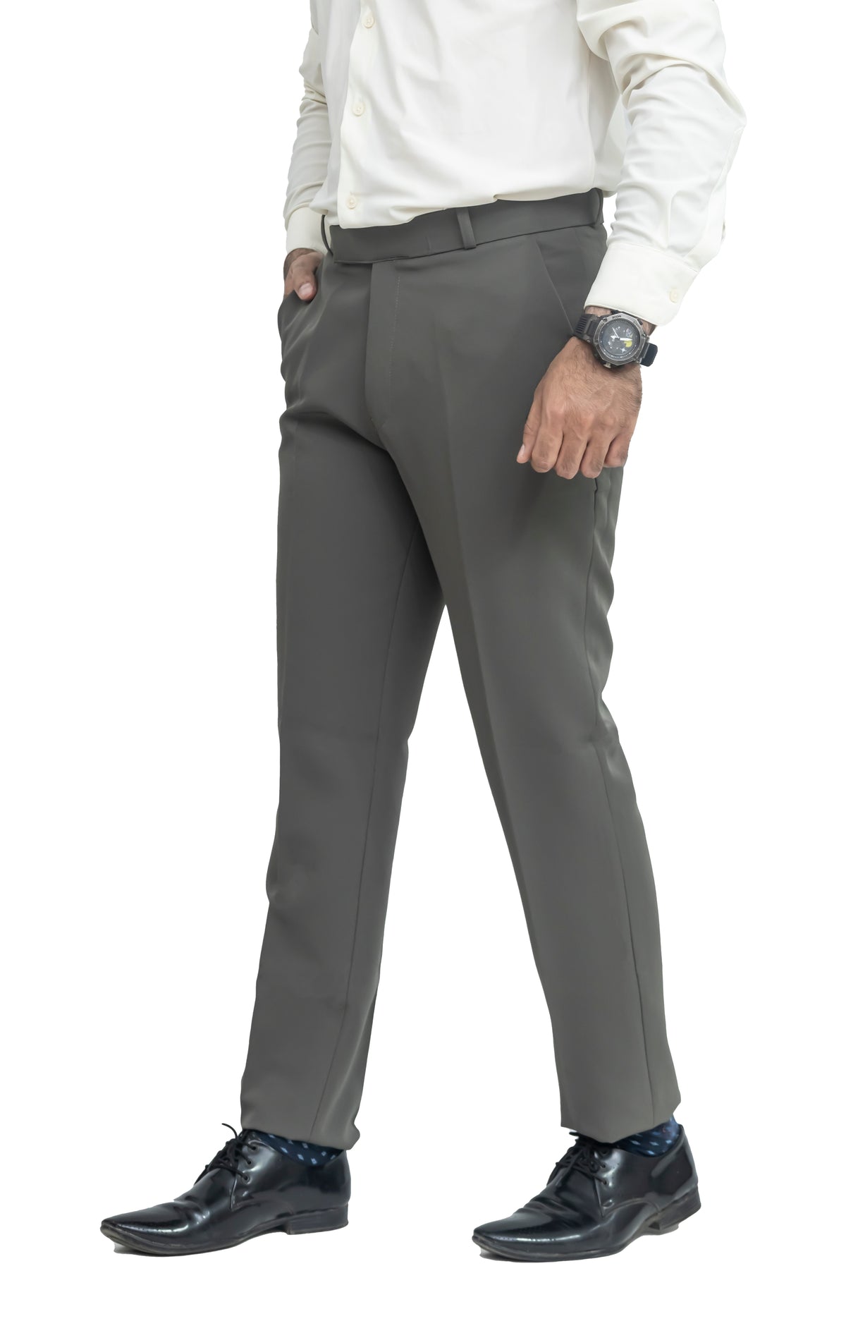 Men's Formal Trouser – Polyester Spandex/Lycra Fabric | Classic Formal Fit Pant (Steel Grey)