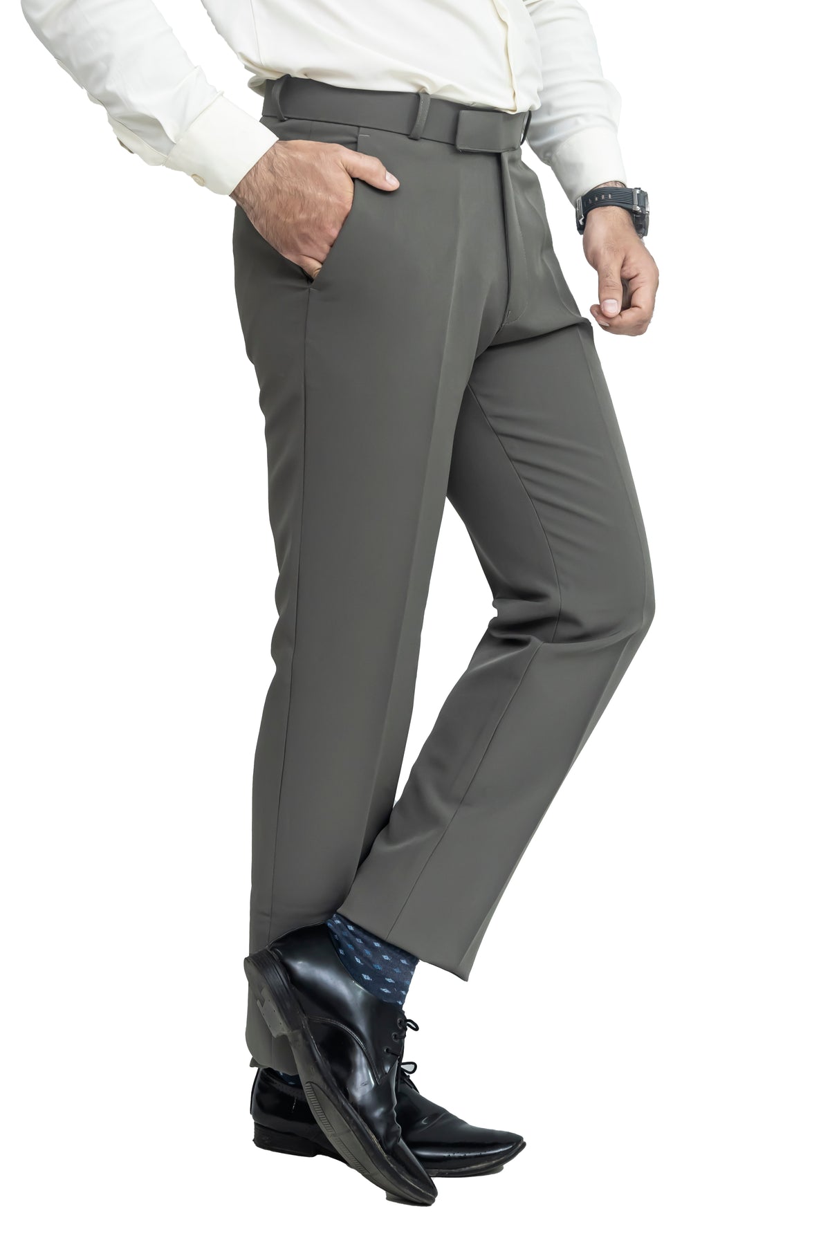 Men's Formal Trouser – Polyester Spandex/Lycra Fabric | Classic Formal Fit Pant (Steel Grey)