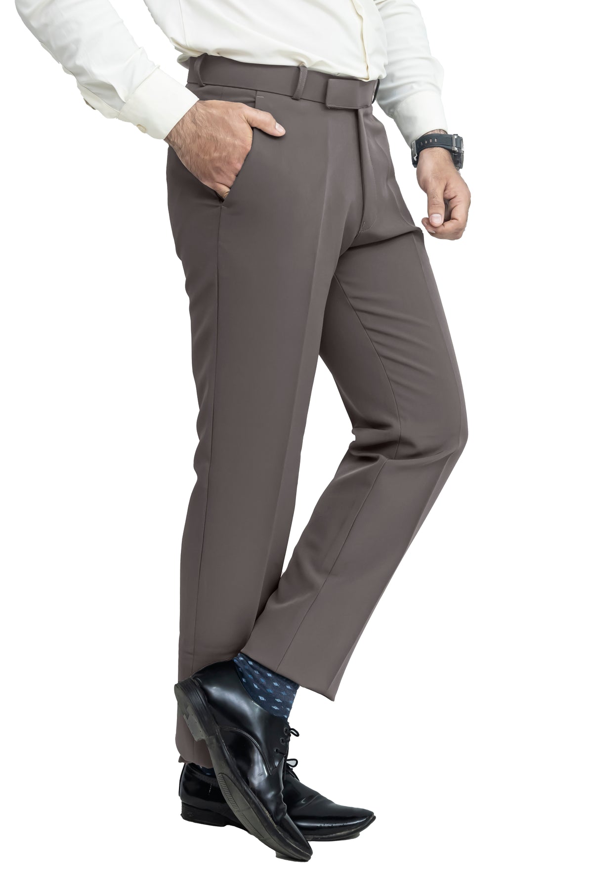 Men's Formal Trouser – Polyester Spandex/Lycra Fabric | Classic Formal Fit Pant (Taupe Brown)