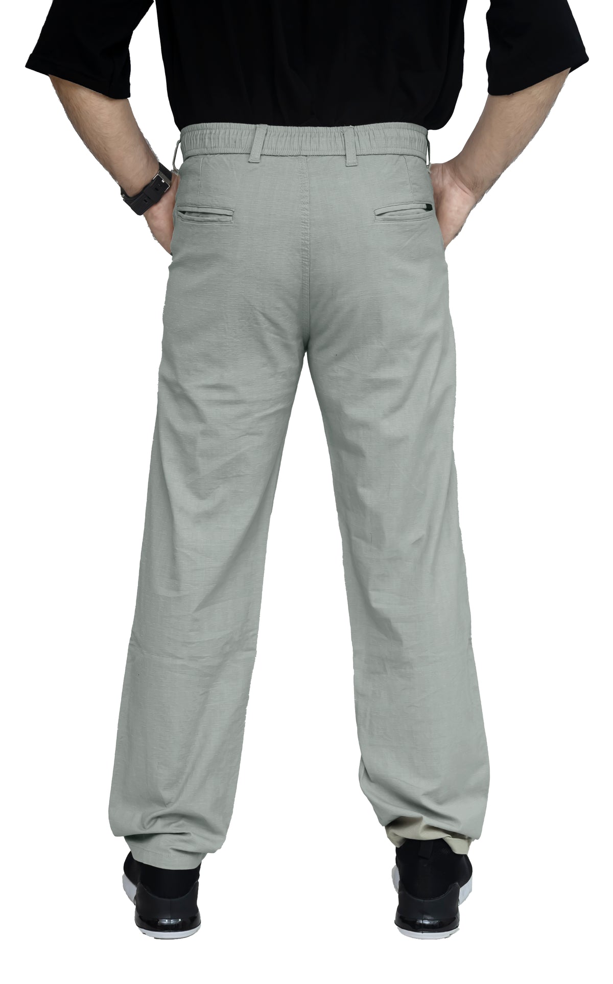 Men's Linen Blend Cargo Pants – 6 Pocket Baggy Fit Trouser (Mint Grey)