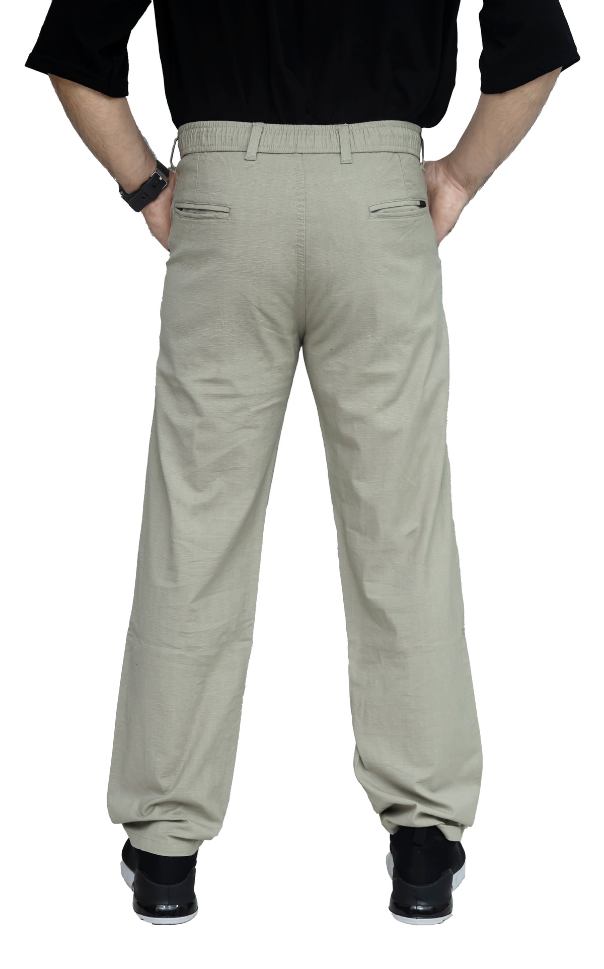 Men's Baggy Trouser – Textured Linen Fabric | Relaxed Baggy Fit Pant (Sage Beige)