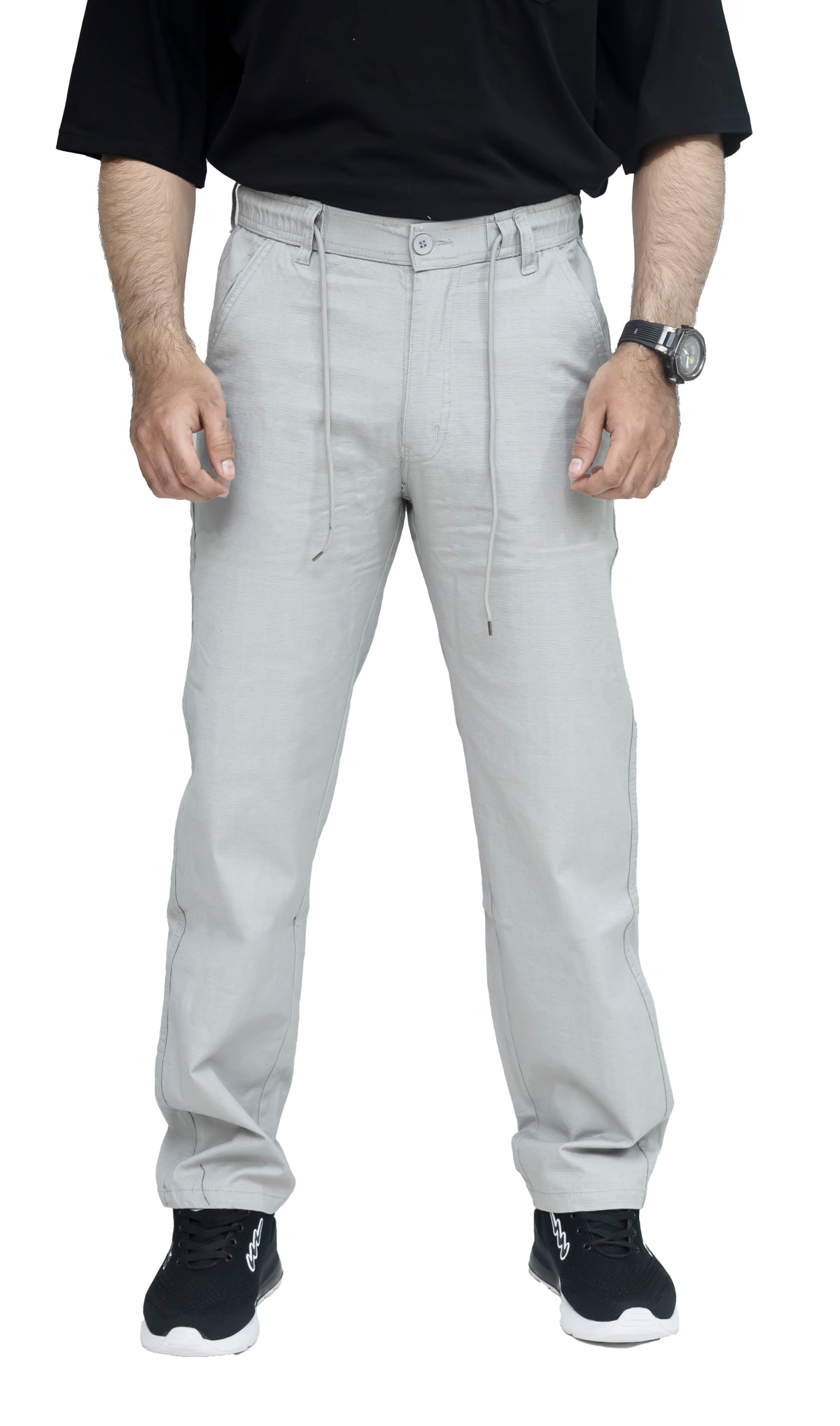 Men's Textured Linen Baggy Trouser – Mist Grey