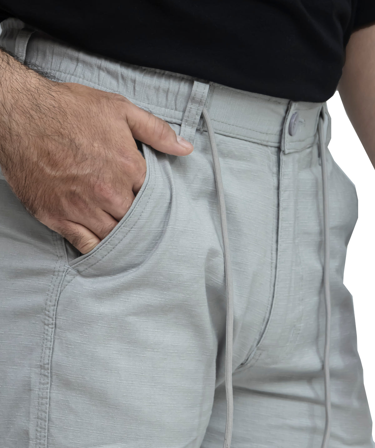 Men's Textured Linen Baggy Trouser – Ice Grey