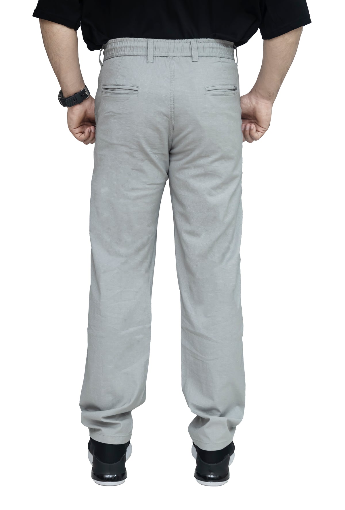 Men's Textured Linen Baggy Trouser – Ice Grey