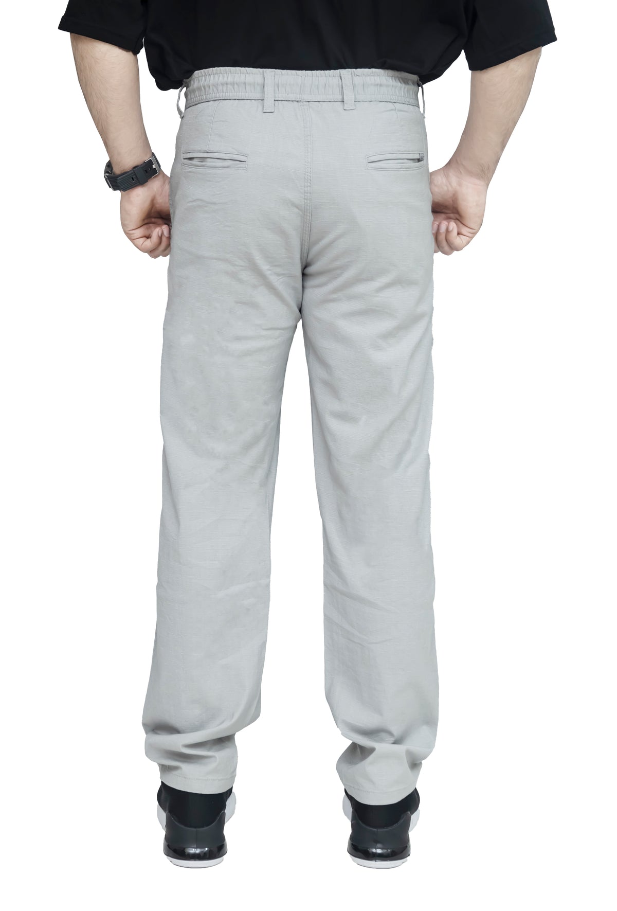 Men's Textured Linen Baggy Trouser – Mist Grey
