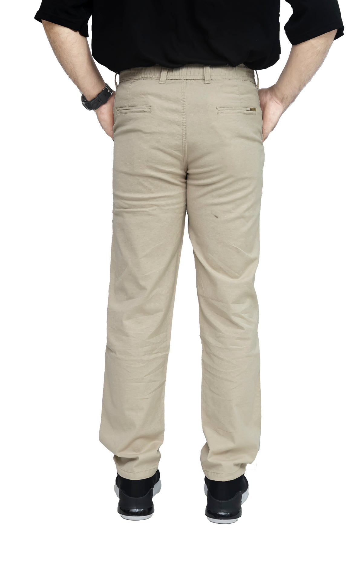 Men's Textured Linen Baggy Trouser – Light Beige