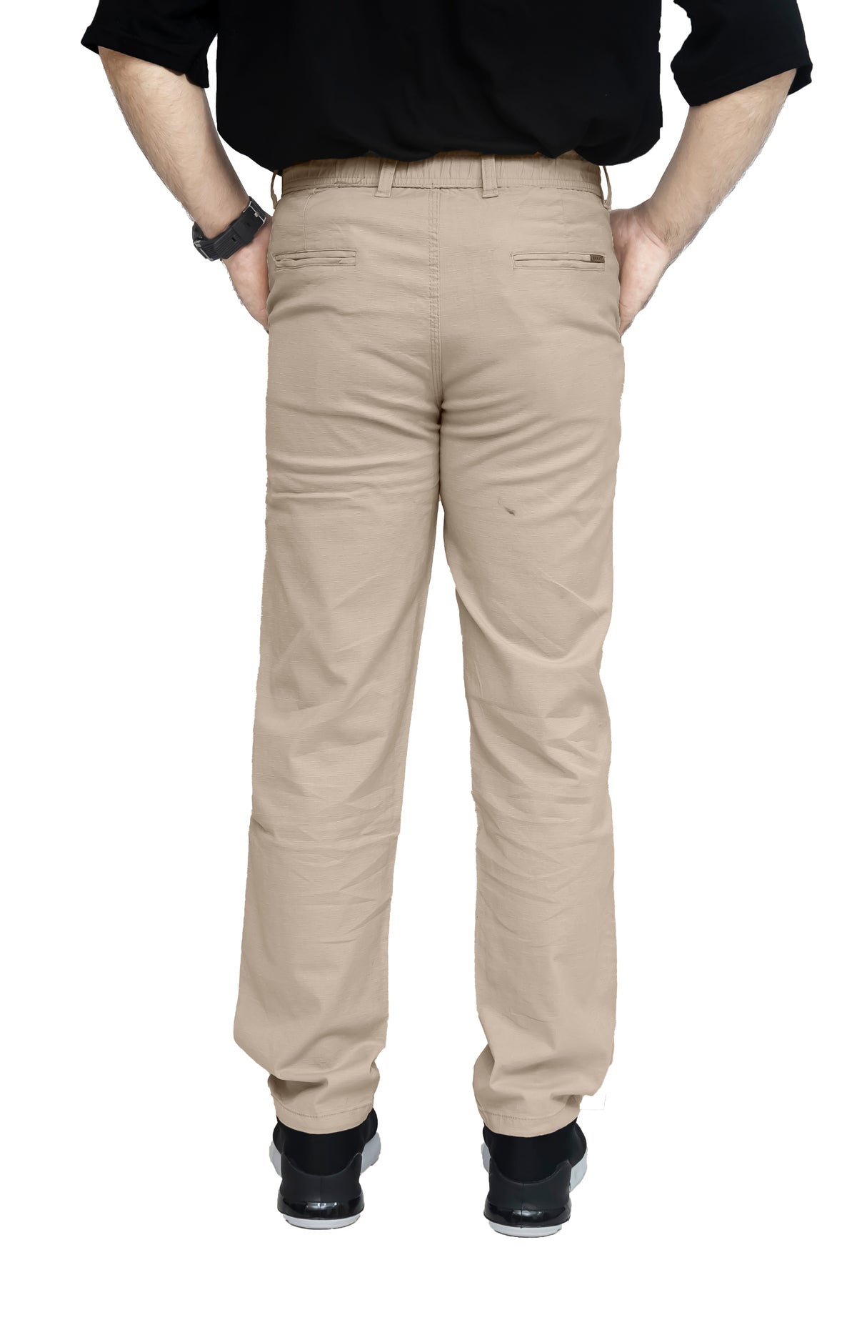 Men's Textured Linen Baggy Trouser – Sand Beige