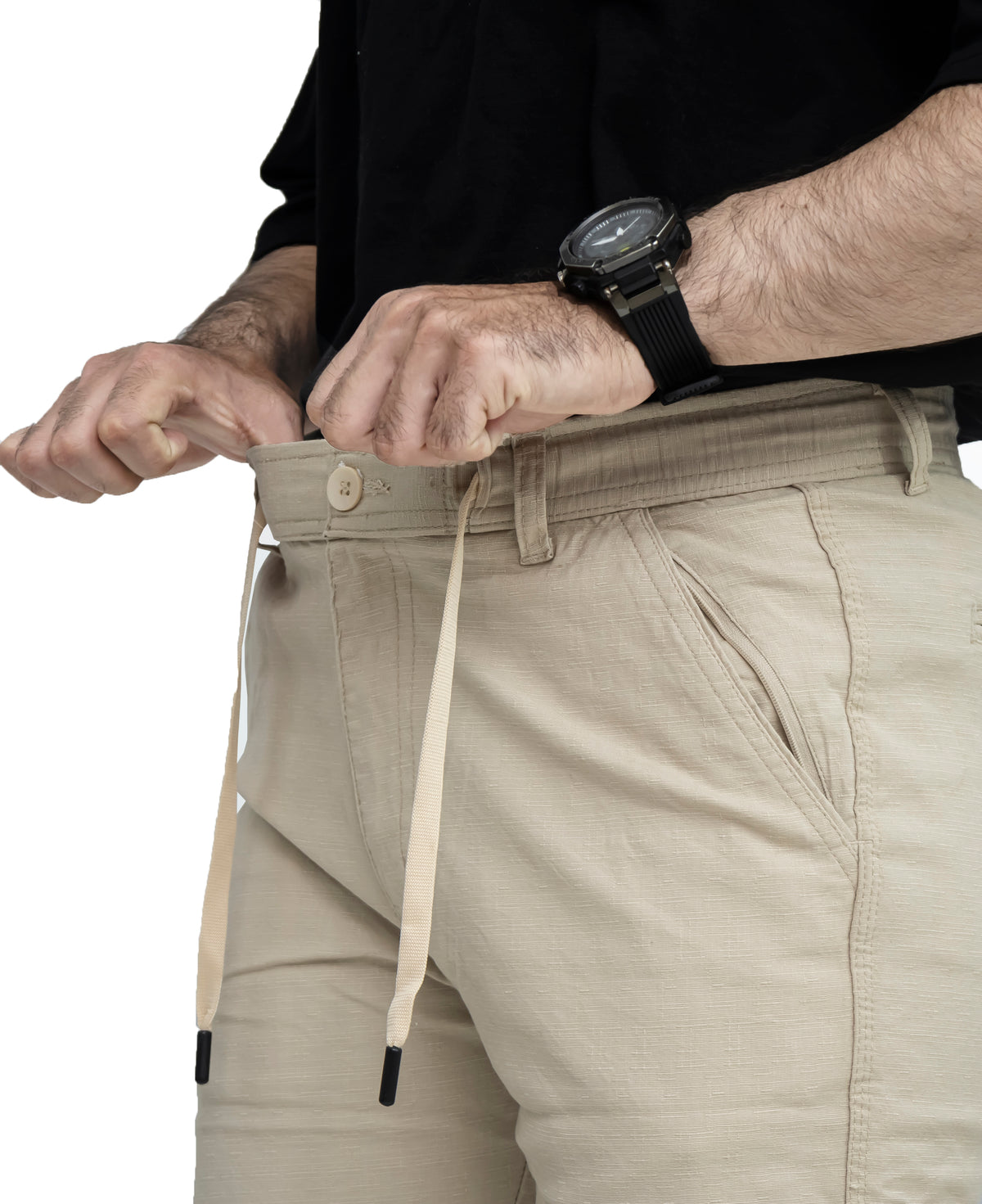 Men's Textured Linen Baggy Trouser – Light Beige