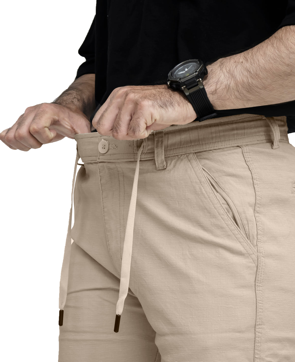 Men's Textured Linen Baggy Trouser – Sand Beige