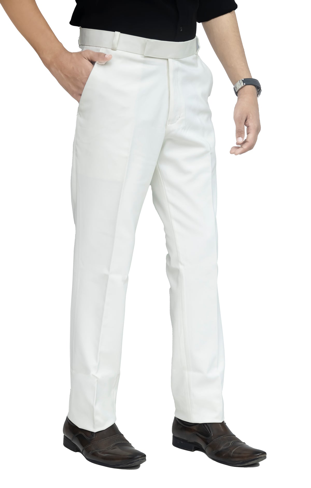 Men's Formal Trouser – Pure Cotton Fabric | Classic Formal Fit Pant (White)
