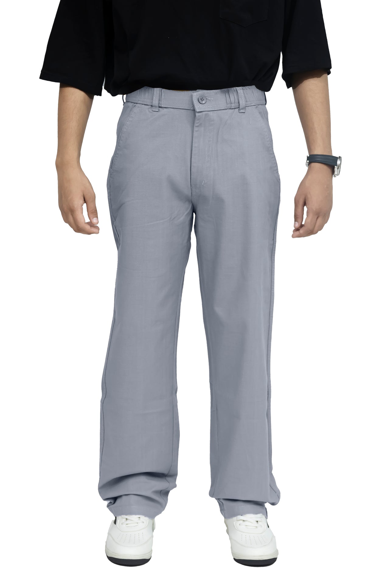 Men's Linen Blend Baggy Fit Trouser – Steel Grey