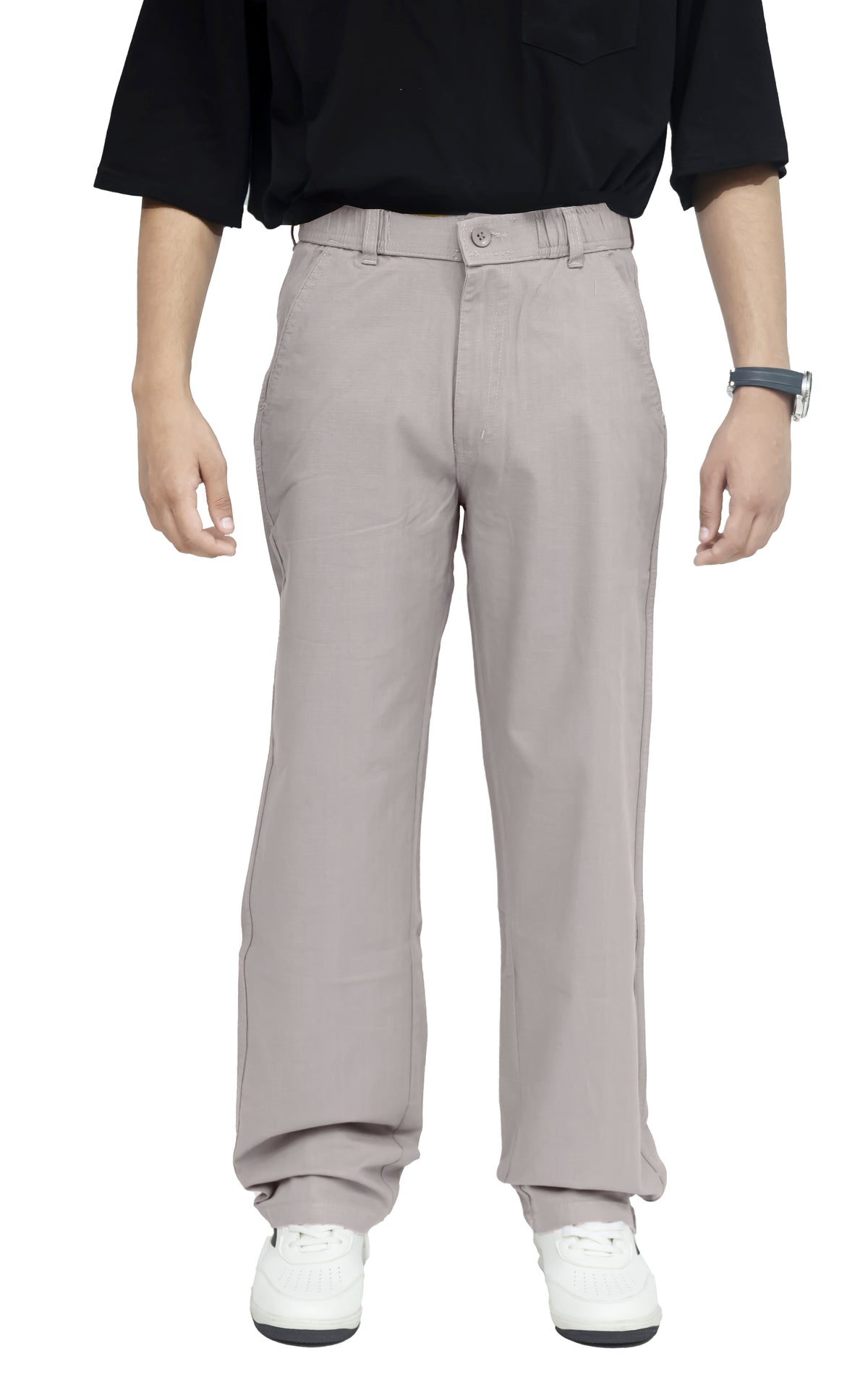 Men's Linen Blend Baggy Fit Trouser – Dove Grey