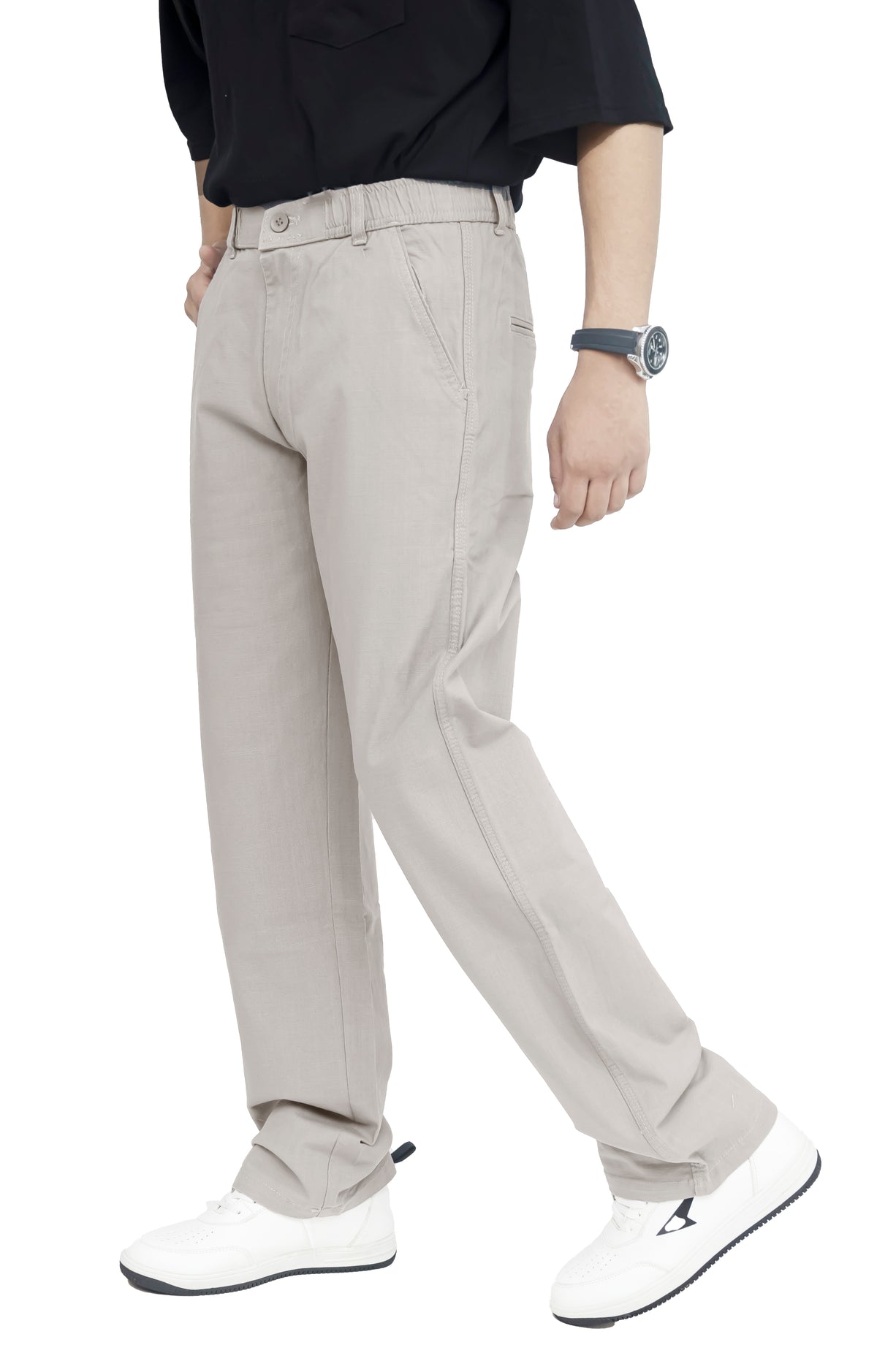 Men's Linen Blend Baggy Fit Trouser – Ash Grey
