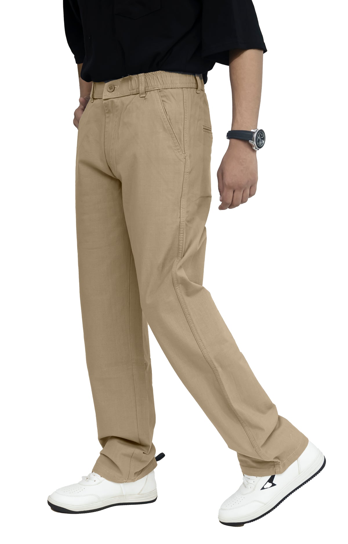 Men's Linen Blend Baggy Fit Trouser – Desert Khaki