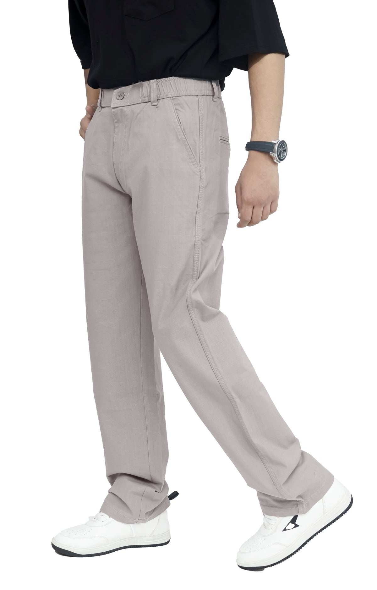 Men's Linen Blend Baggy Fit Trouser – Dove Grey