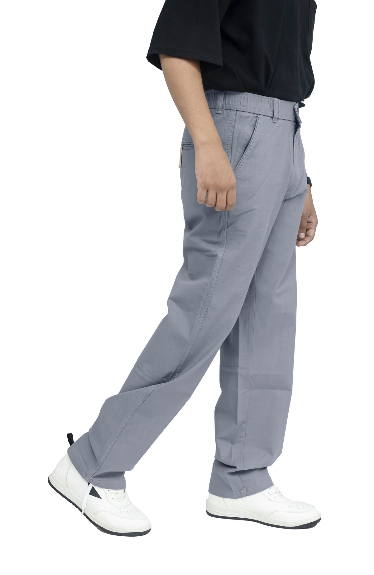 Men's Linen Blend Baggy Fit Trouser – Steel Grey