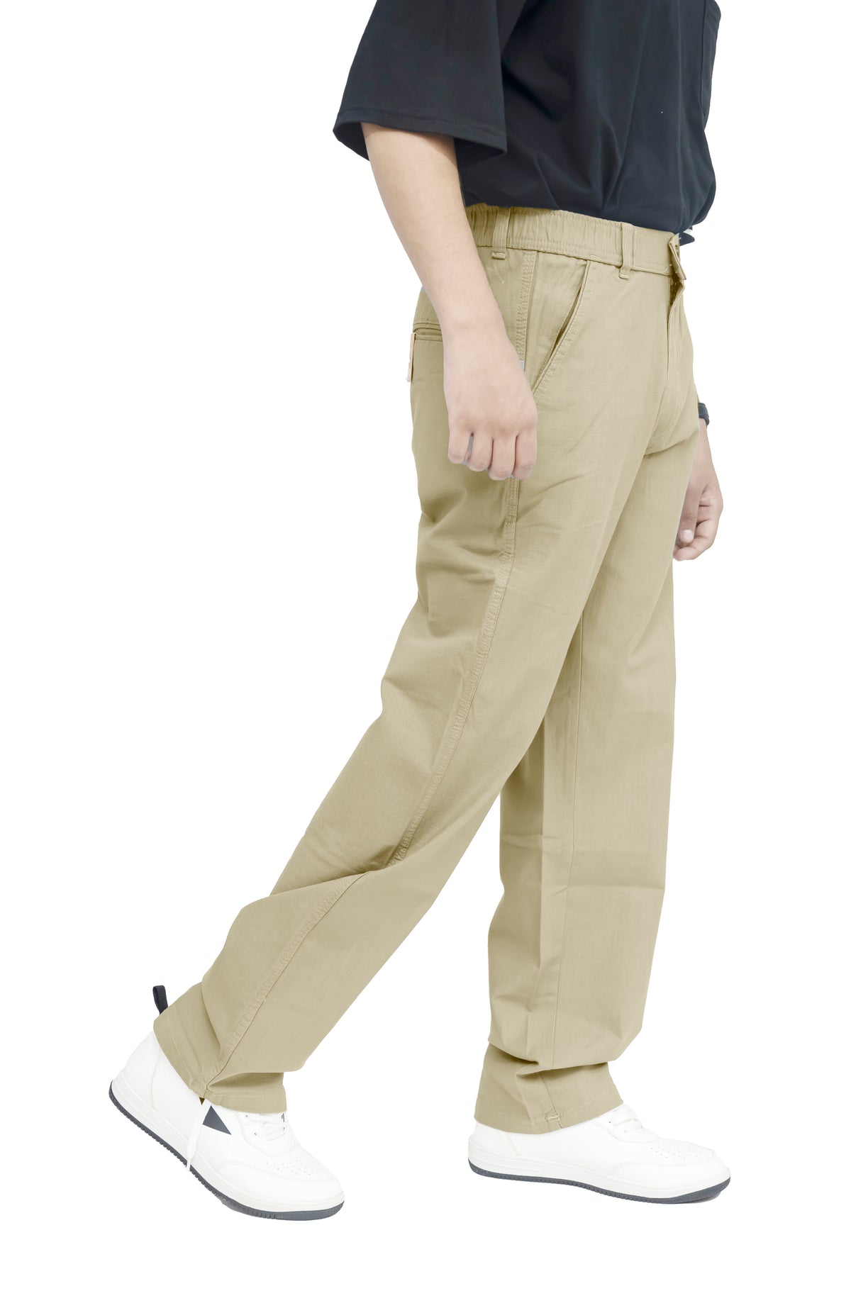 Men's Linen Blend Baggy Fit Trouser – Khaki Beige