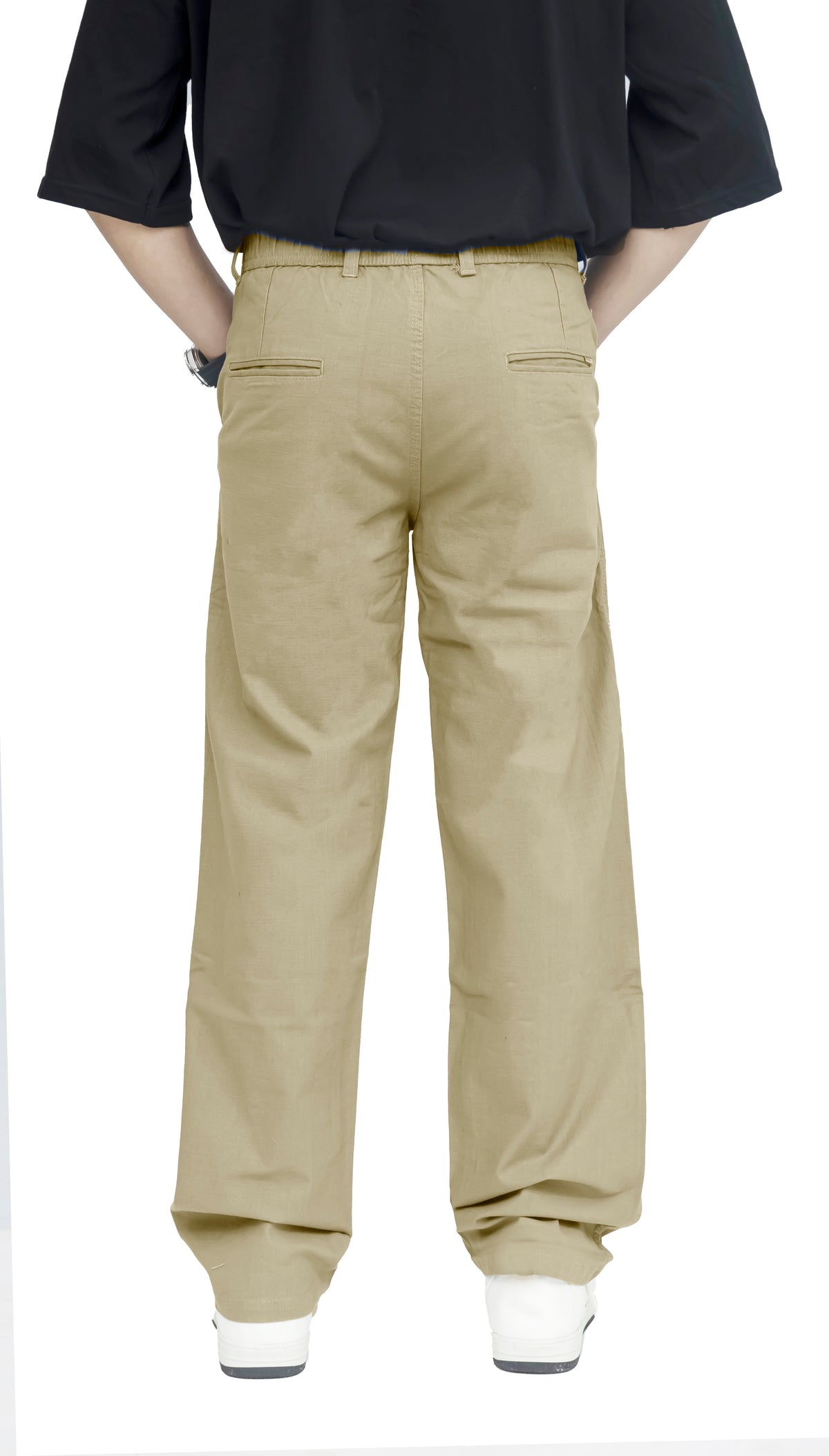 Men's Linen Blend Baggy Fit Trouser – Khaki Beige