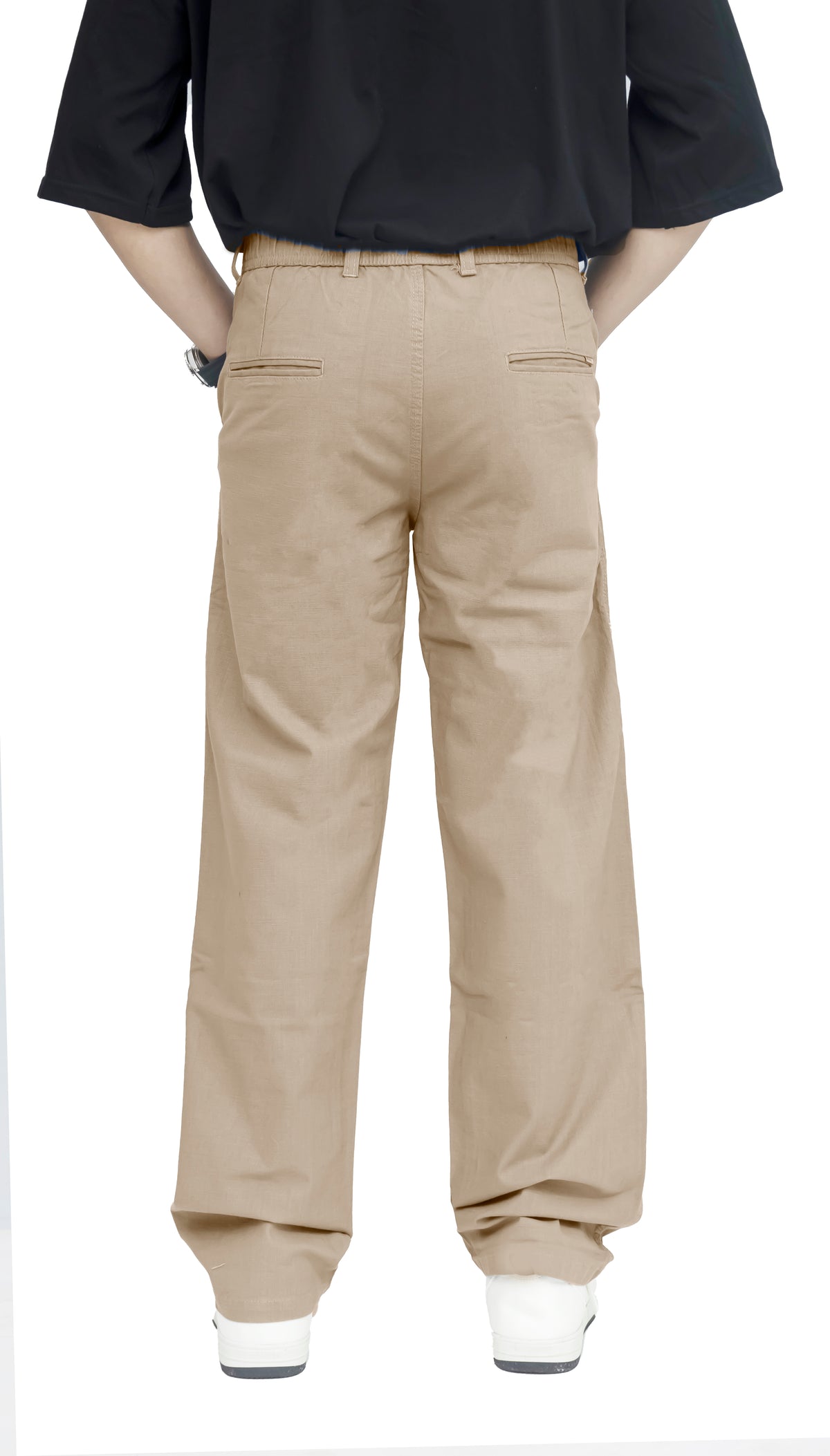 Men's Linen Blend Baggy Fit Trouser – Sand Beige